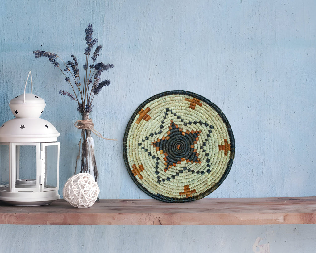 Aztec Glyph Natural Bowl Basket 8-inch LBW-458-7