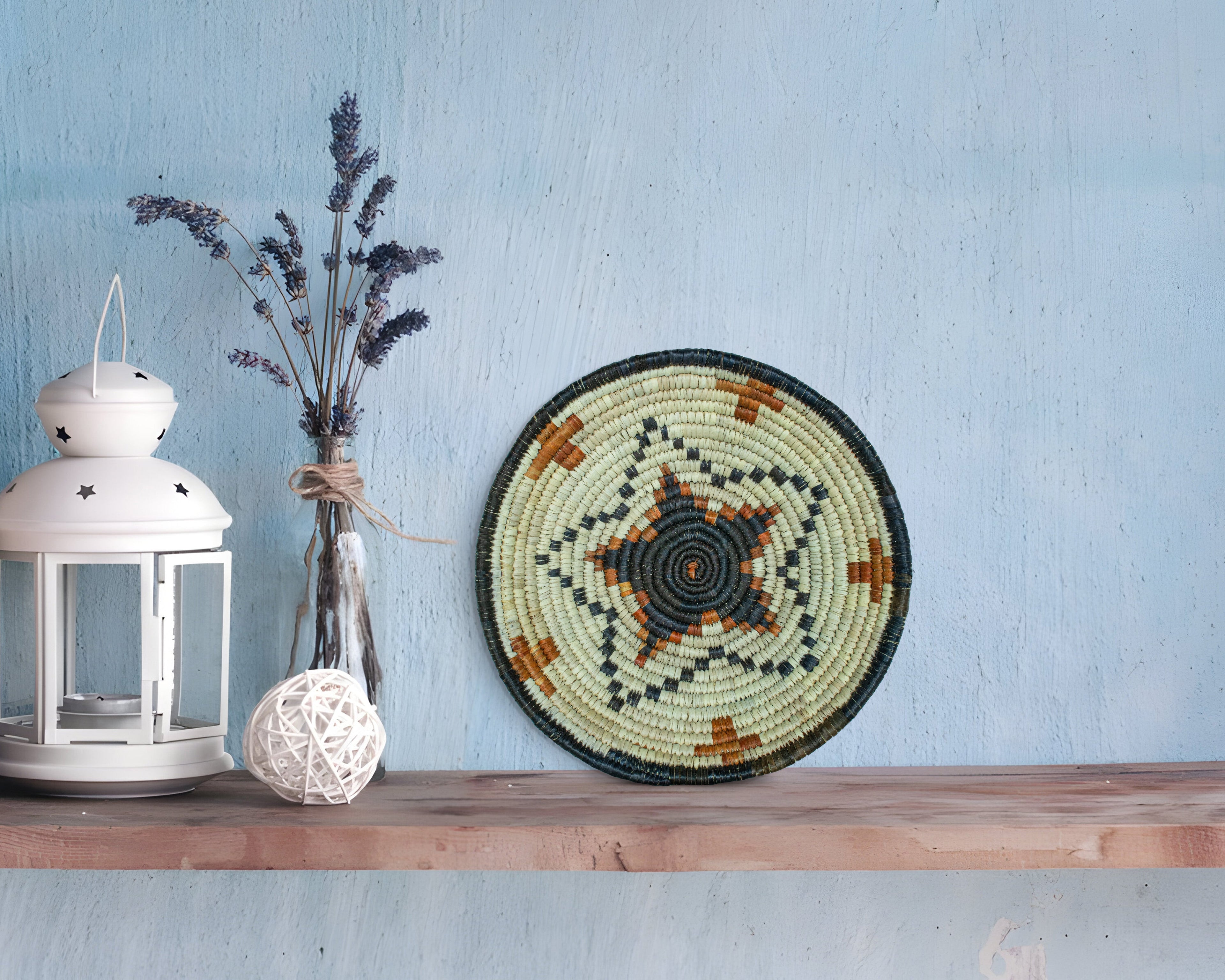 Aztec Glyph Natural Bowl Basket 8-inch LBW-458-7