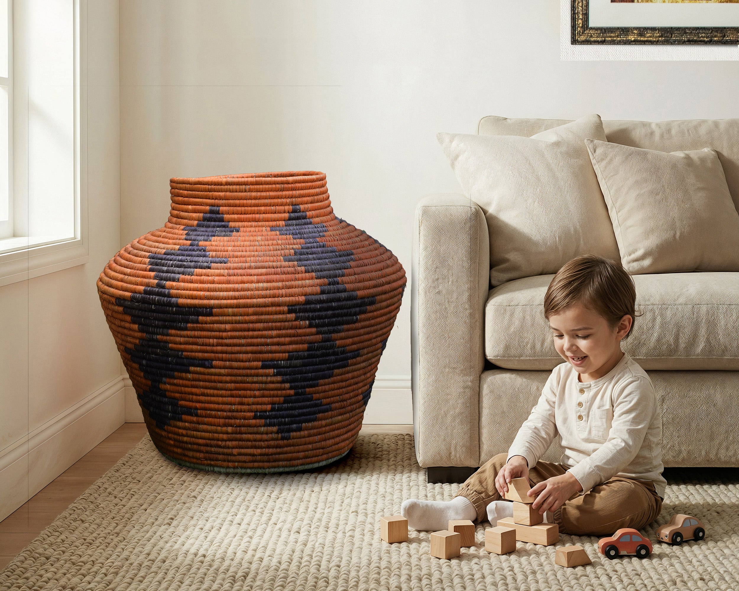 Diamonds Charcoal Potter Basket