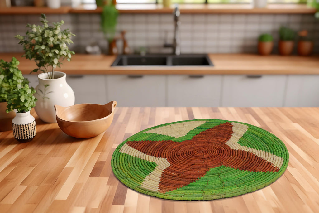 Green Fan Flat Basket