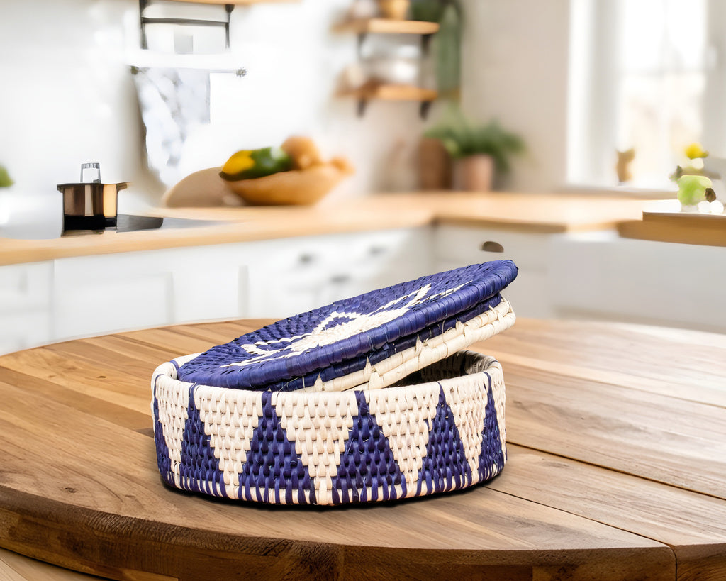 Lotus Chevron Lidded Basket