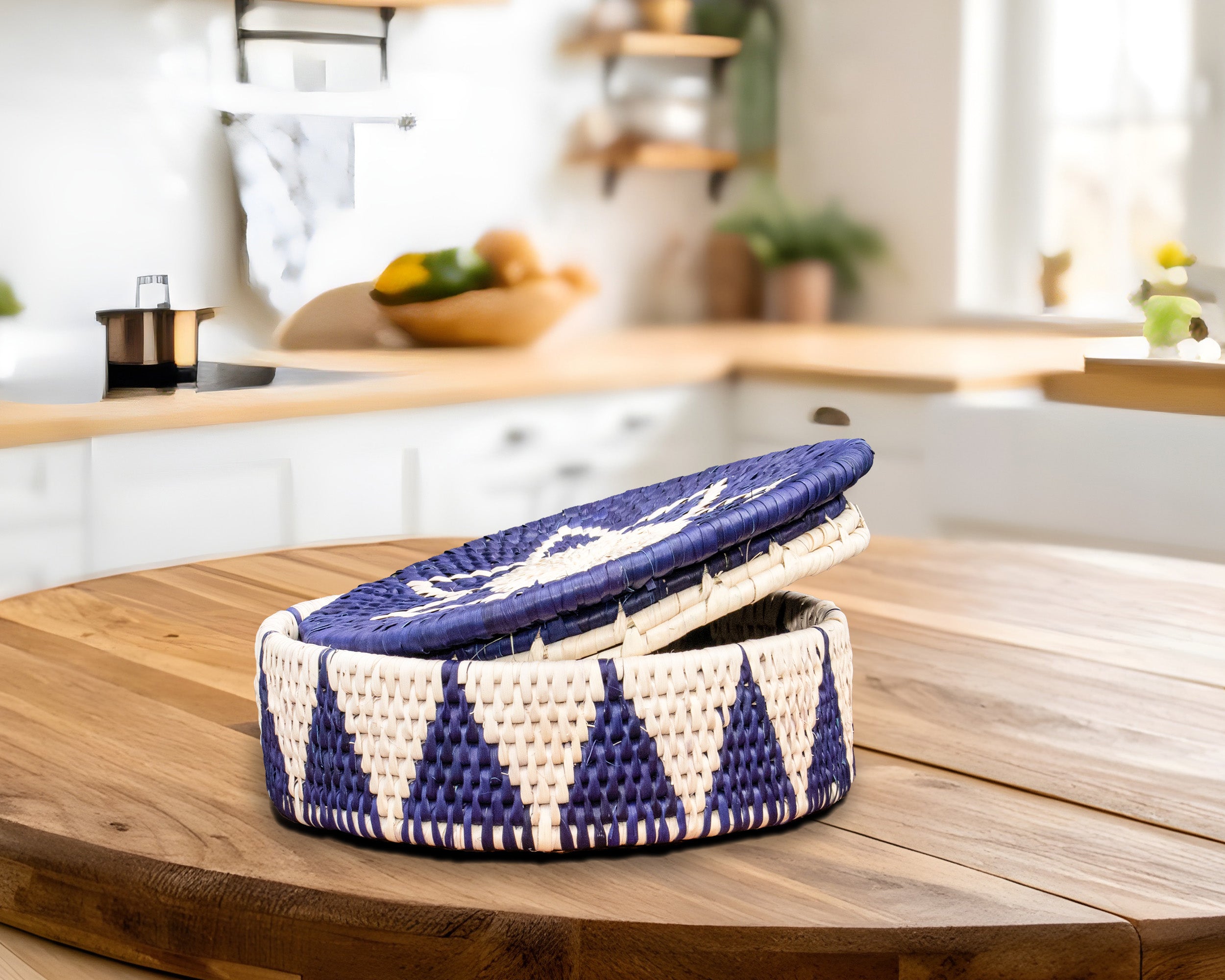 Lotus Chevron Lidded Basket