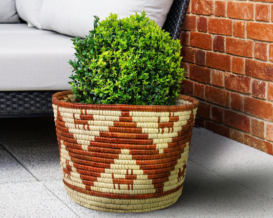 Zigzag Zest Handwoven Planter Basket - 12-inch PB-913