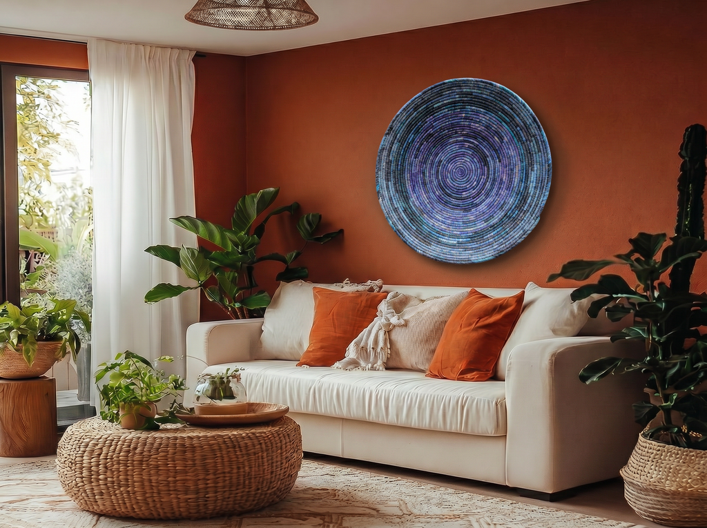 28" Dia Turquoise Plain Statement Wall Basket