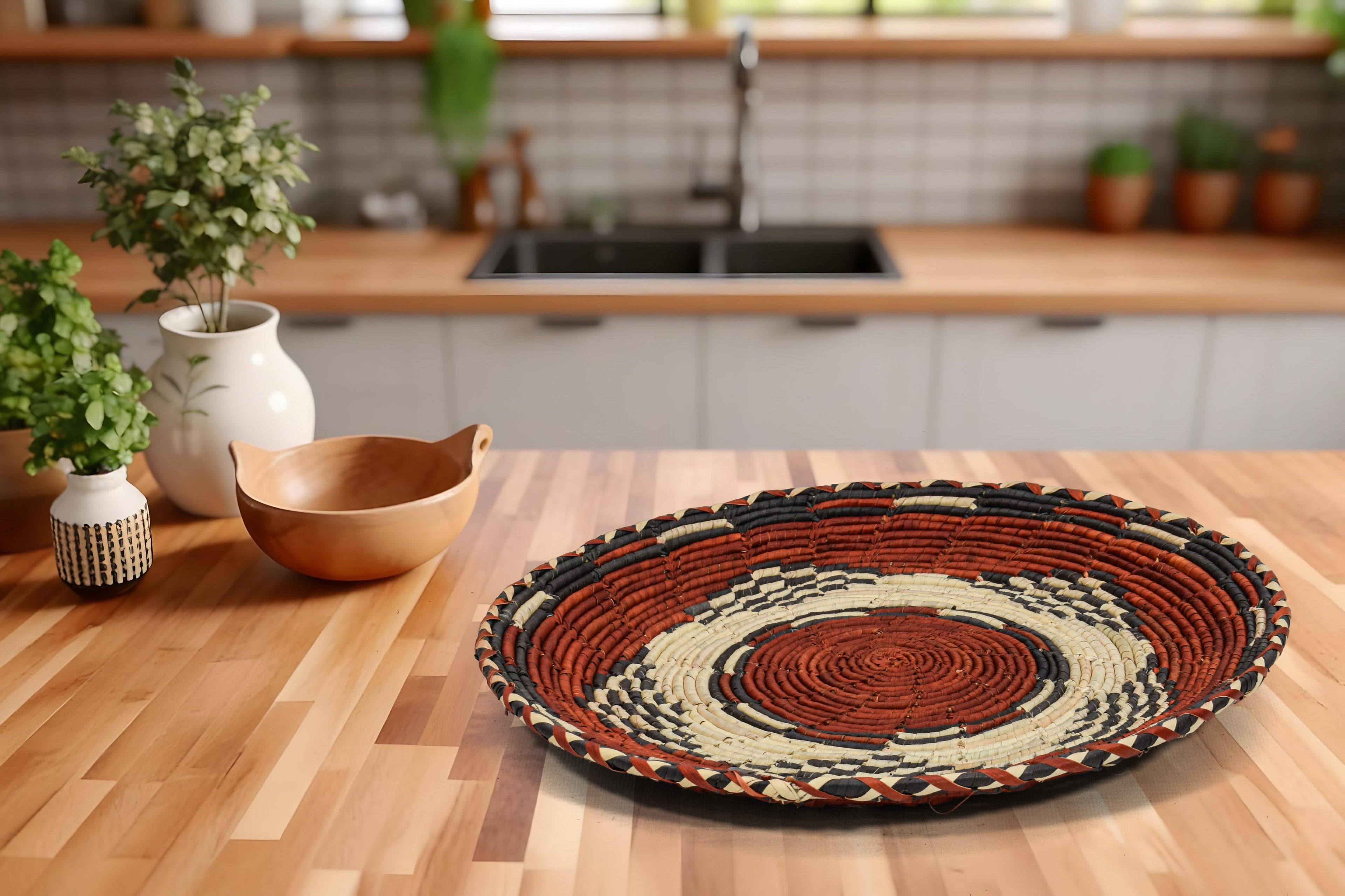 Complex Mandala Flat Basket 12-inch