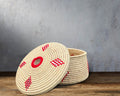 Coral Medallions Lidded Basket