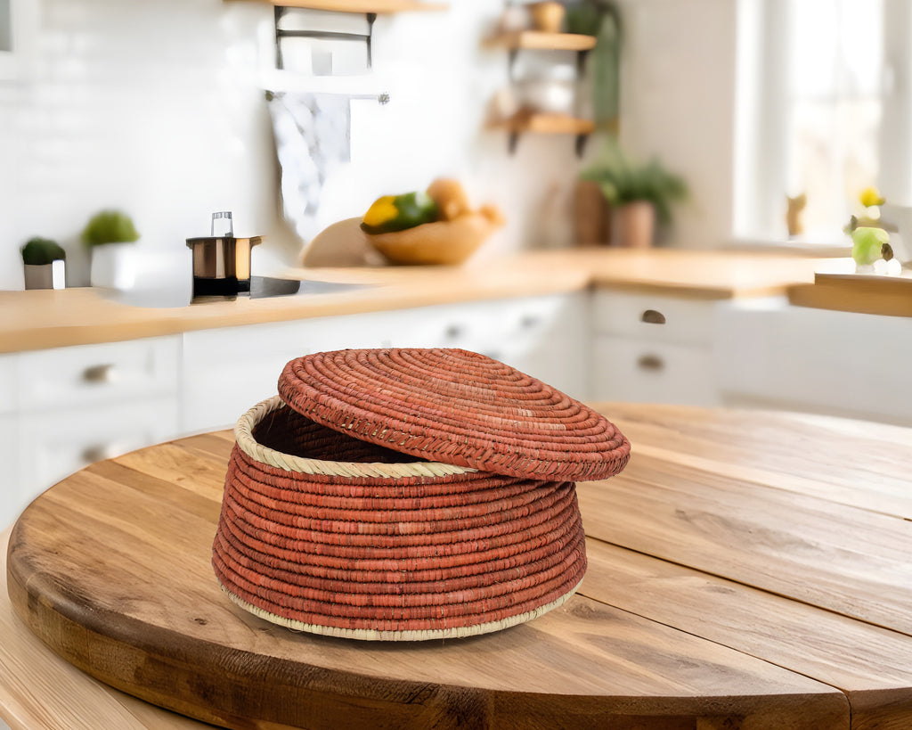 Rust Plain Lidded Basket