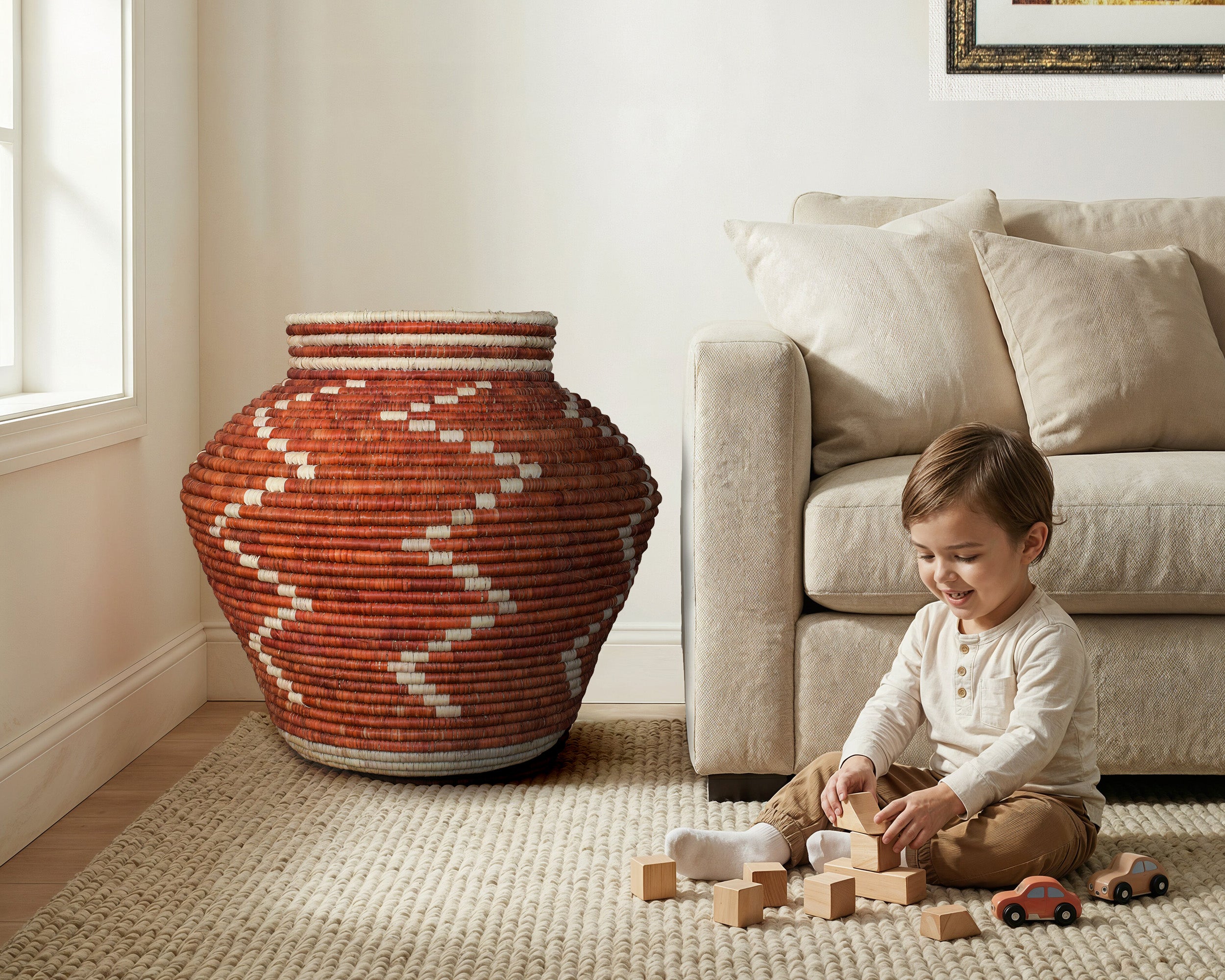 Terracotta Boho Storage Potter Basket