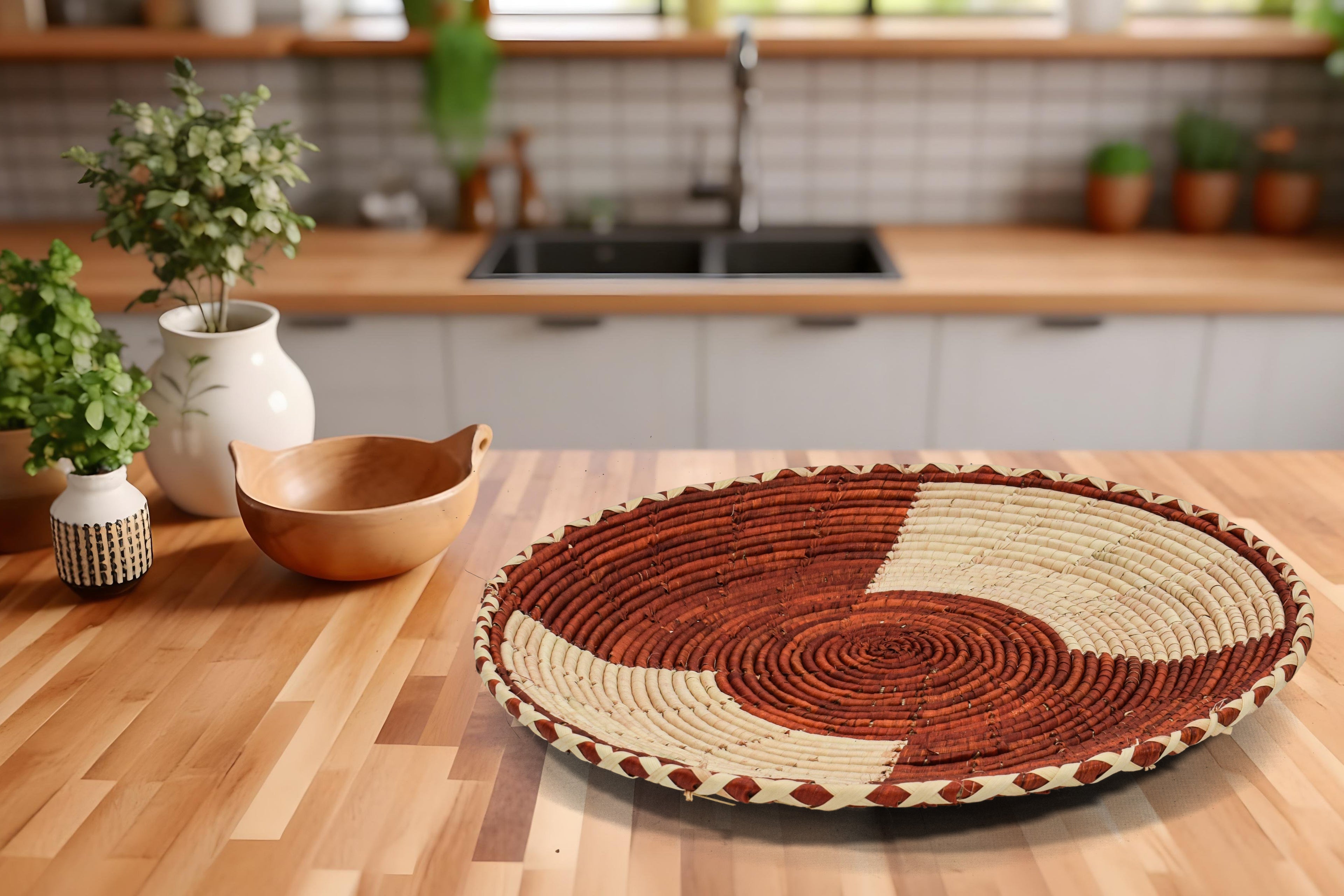 Rust Thunder Flat Basket 12-Inch Pl-346-12