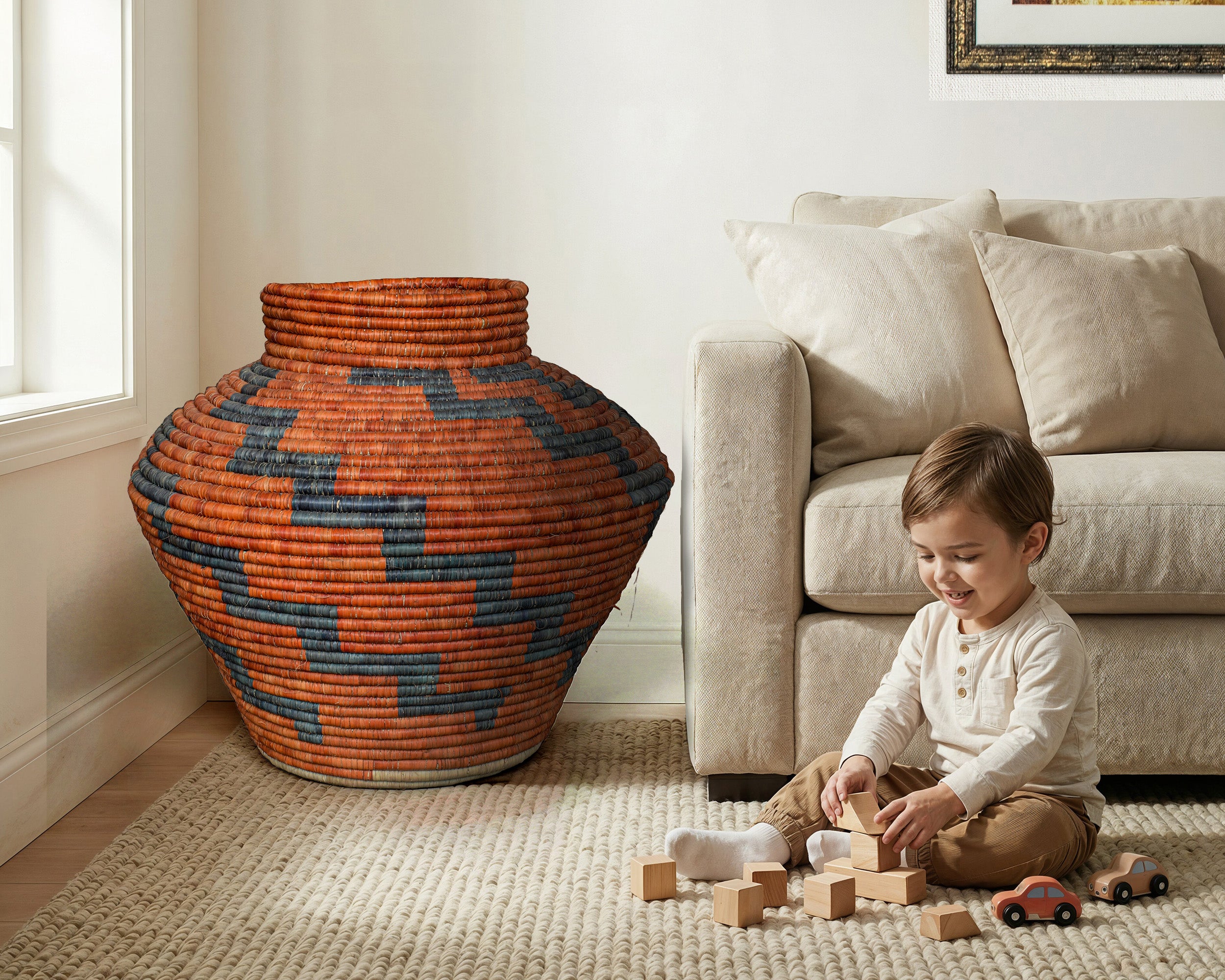 Terracotta Diamond Potter Vase I