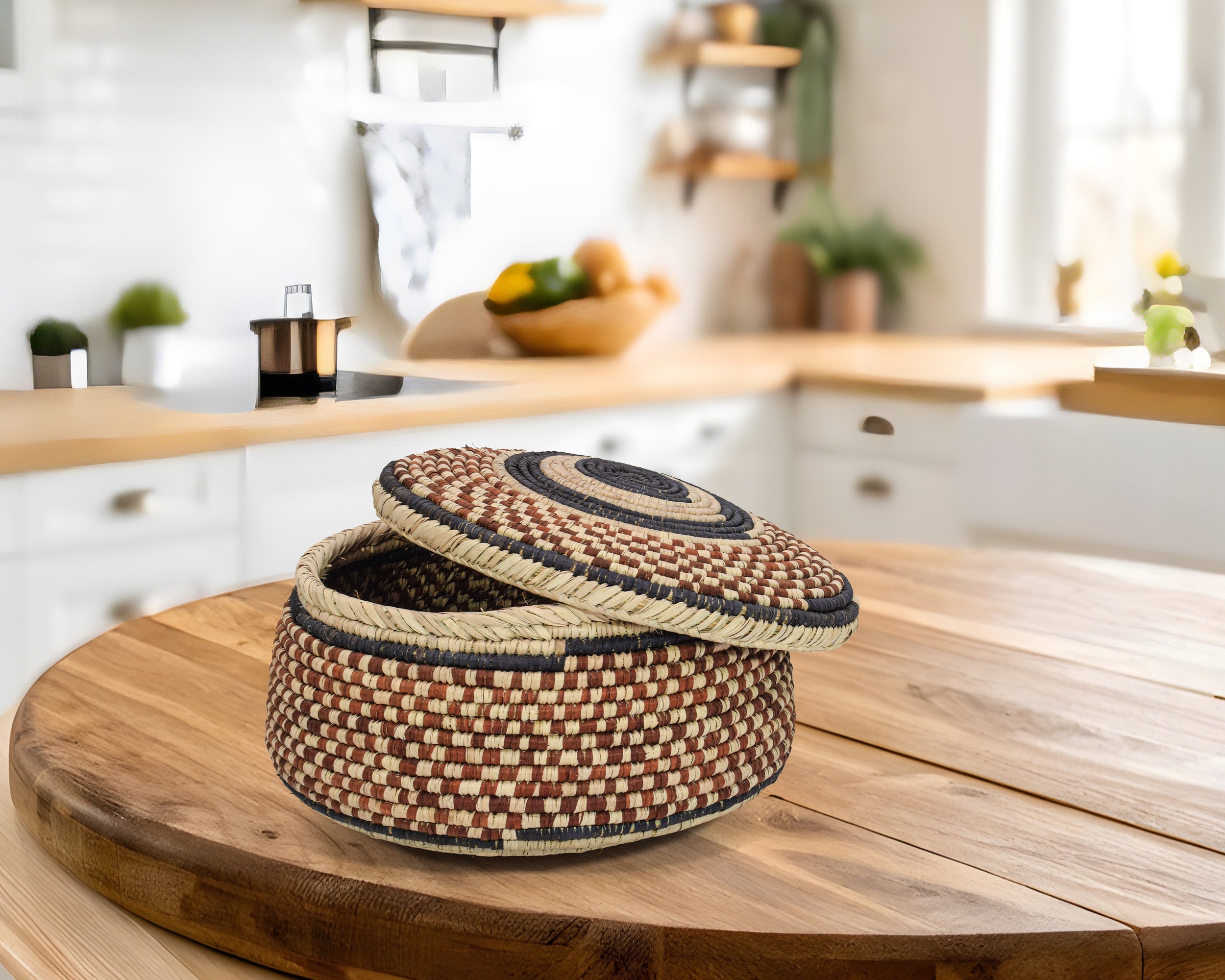 Brown Checkered Lid Basket PR-628-12