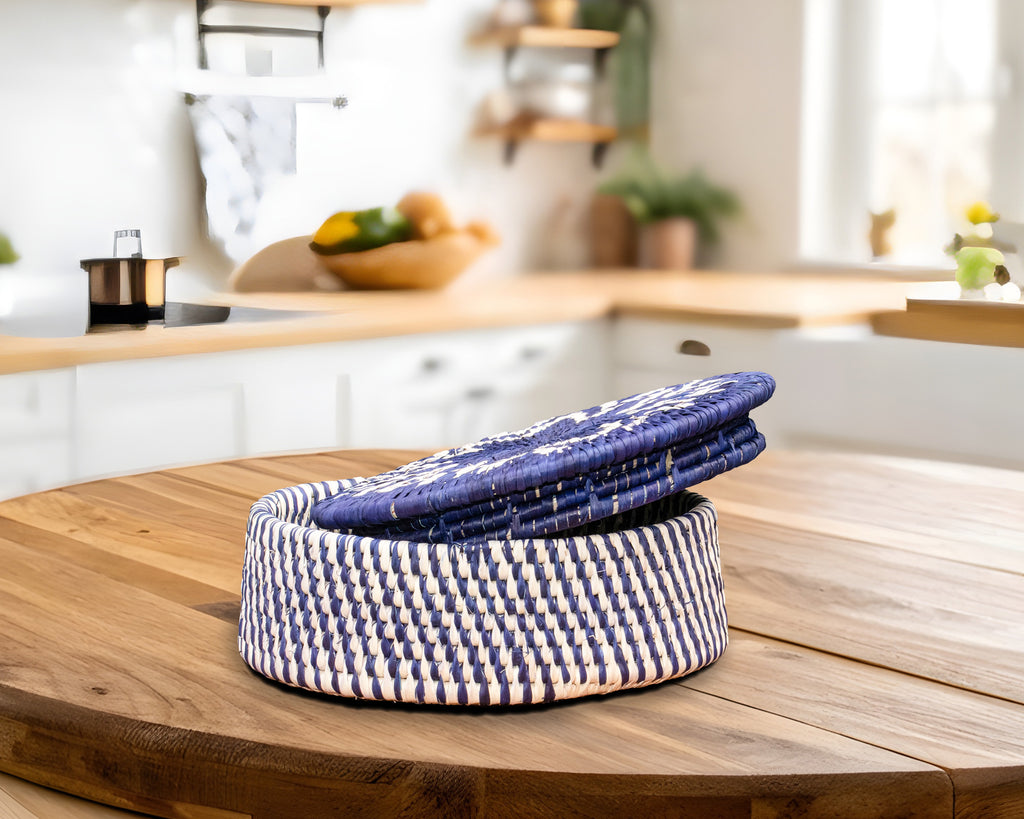 Abstract Feather Burst Basket with Lid