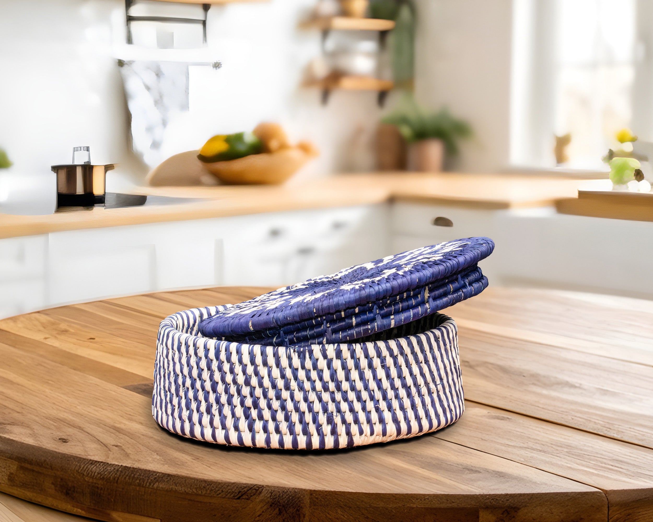 Abstract Feather Burst Basket with Lid