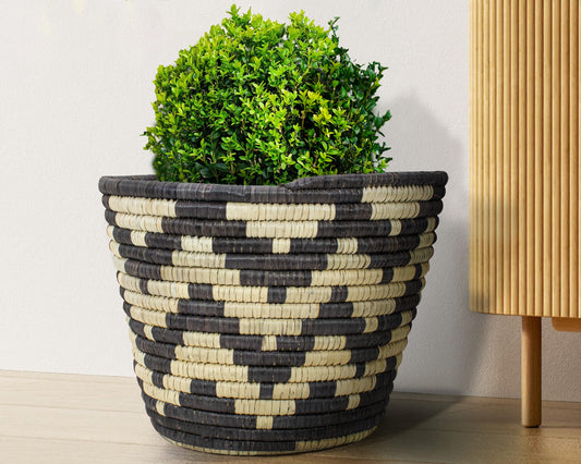 Cheveron Stripes Handwoven Planter Basket - 12-inch PB-922