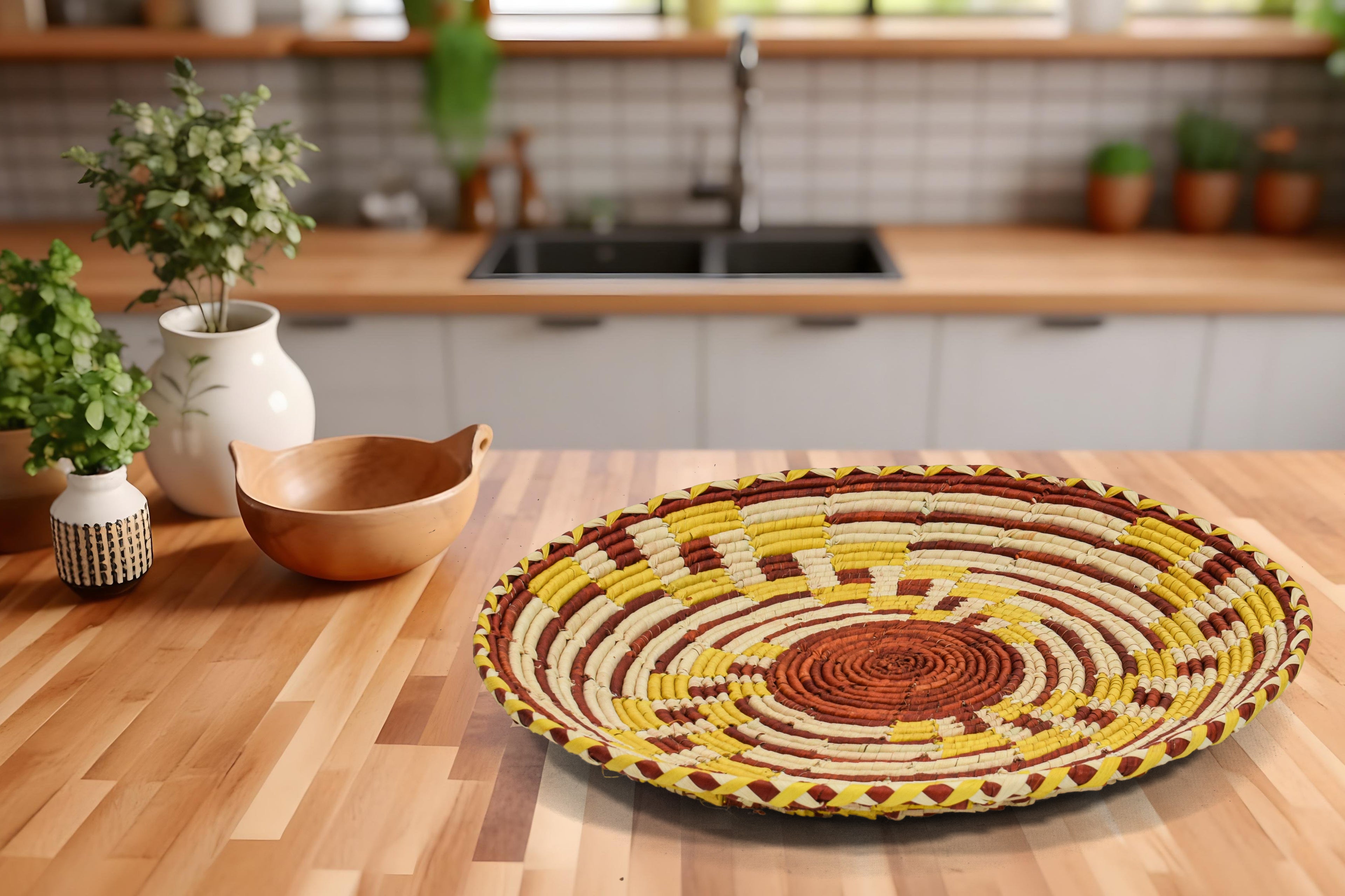 Ochre Fan Flat Basket