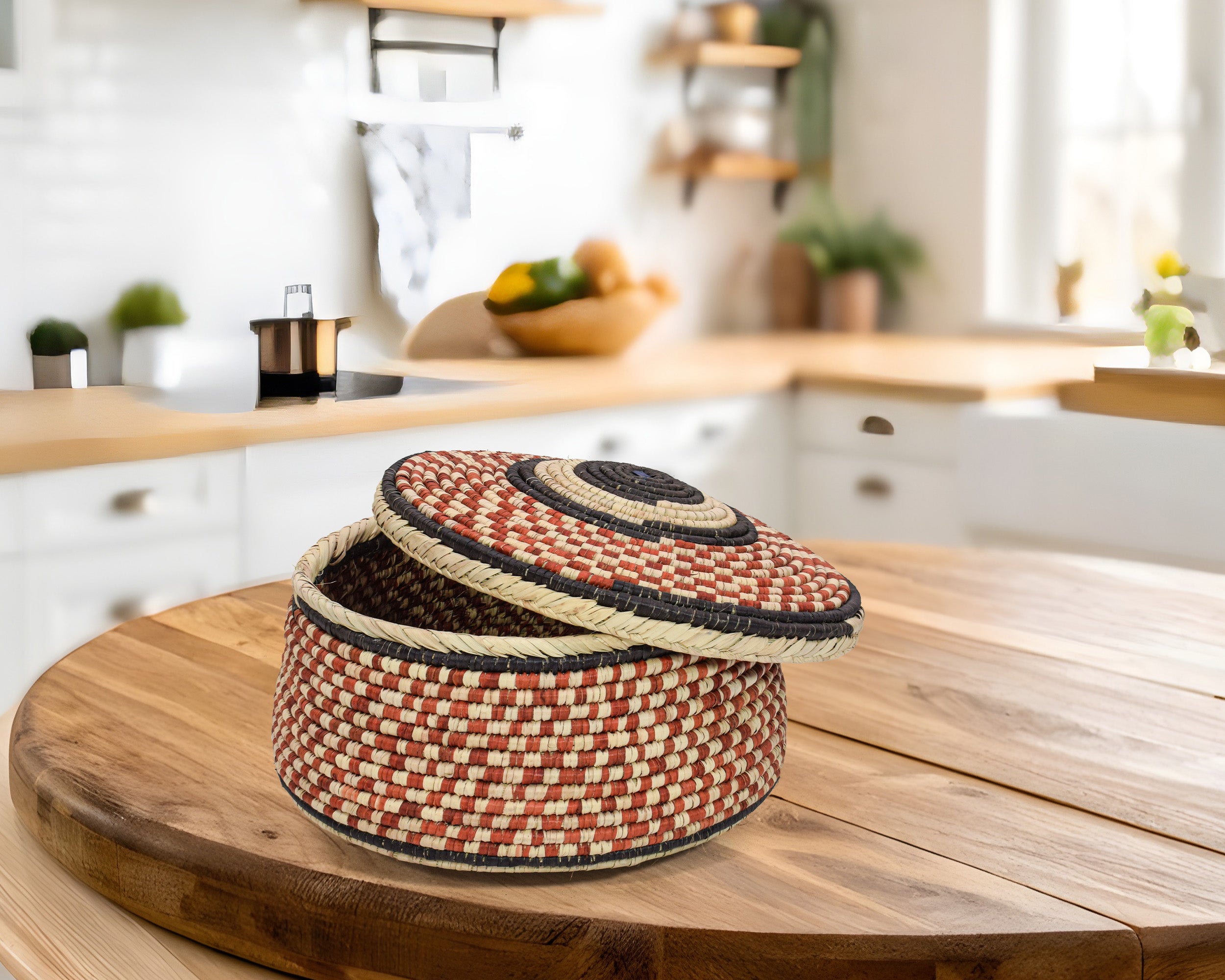 Rust Checkered Lid Basket PR-626-12