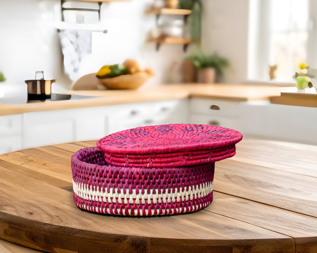 Fuchsia Bloom Lidded Basket