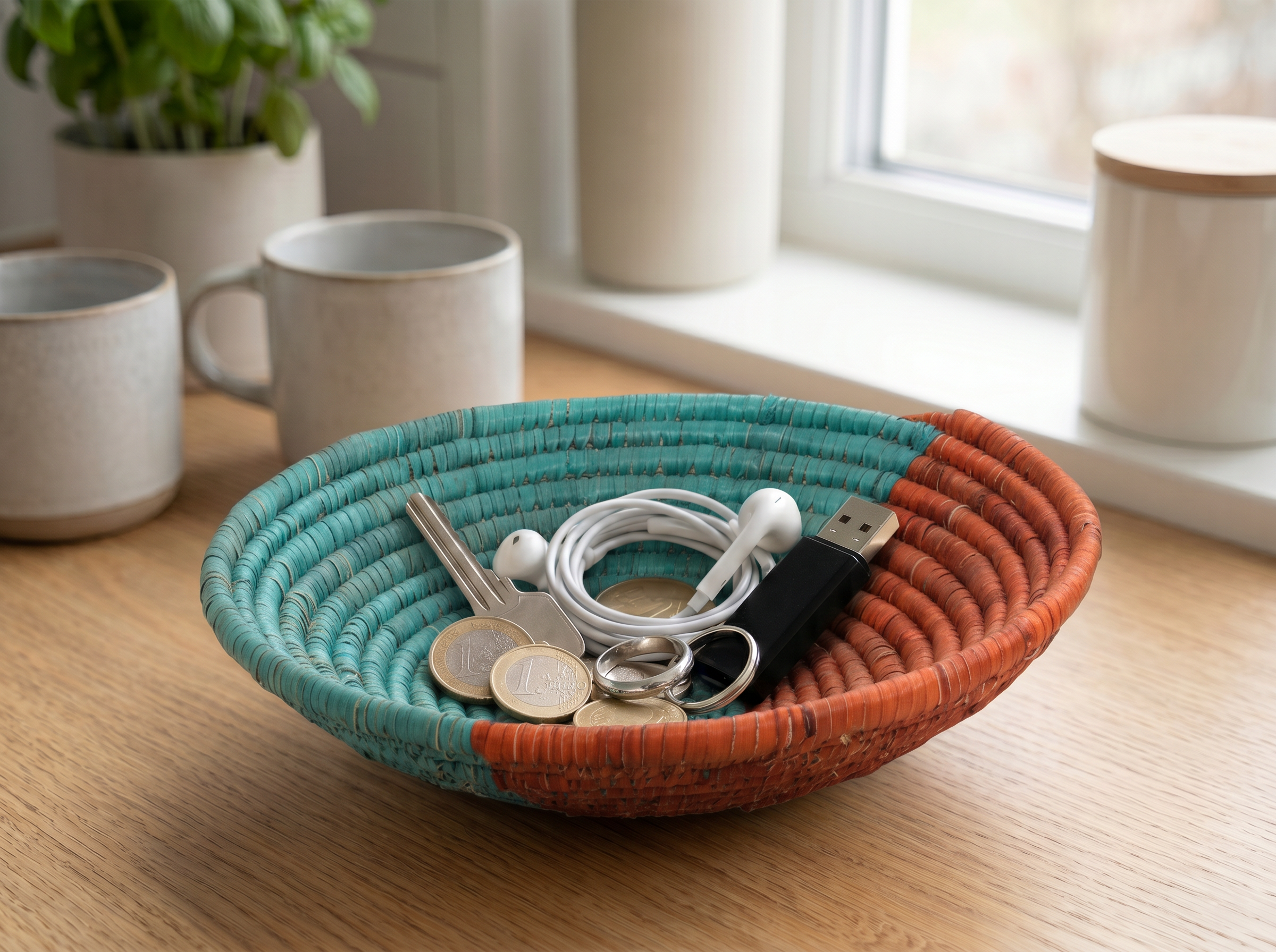 Turqouise Wave Bowl Basket