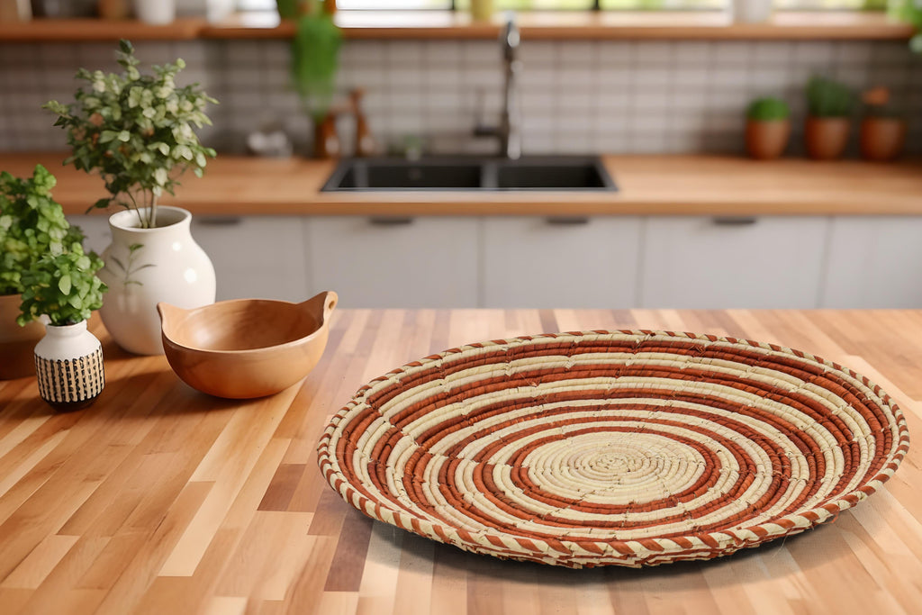 Rust Waves Flat Basket 12-inch