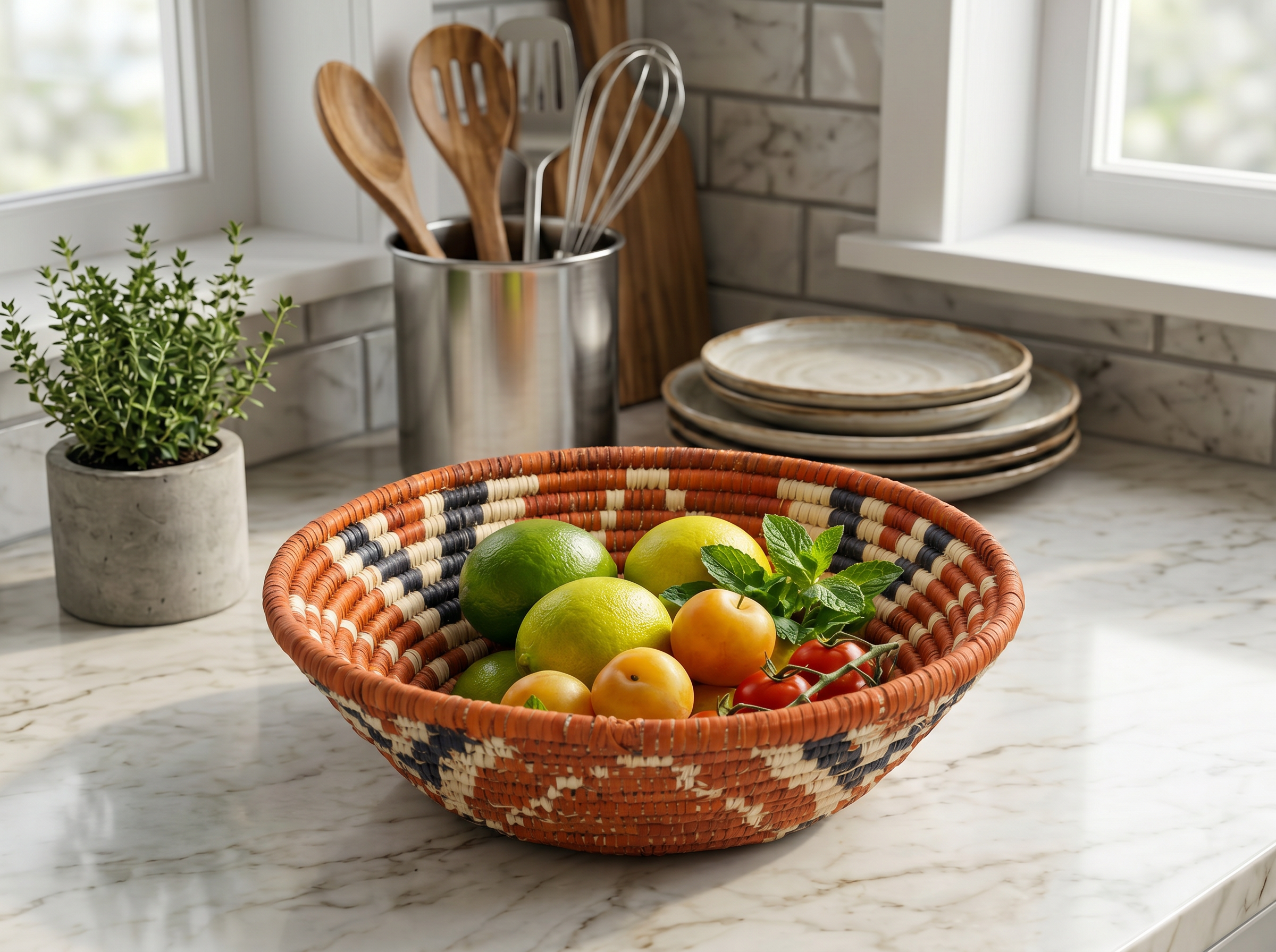 Orange Lotus Bowl Basket