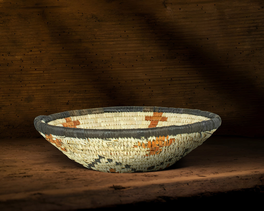 Aztec Glyph Natural Bowl Basket 8-inch LBW-458-7