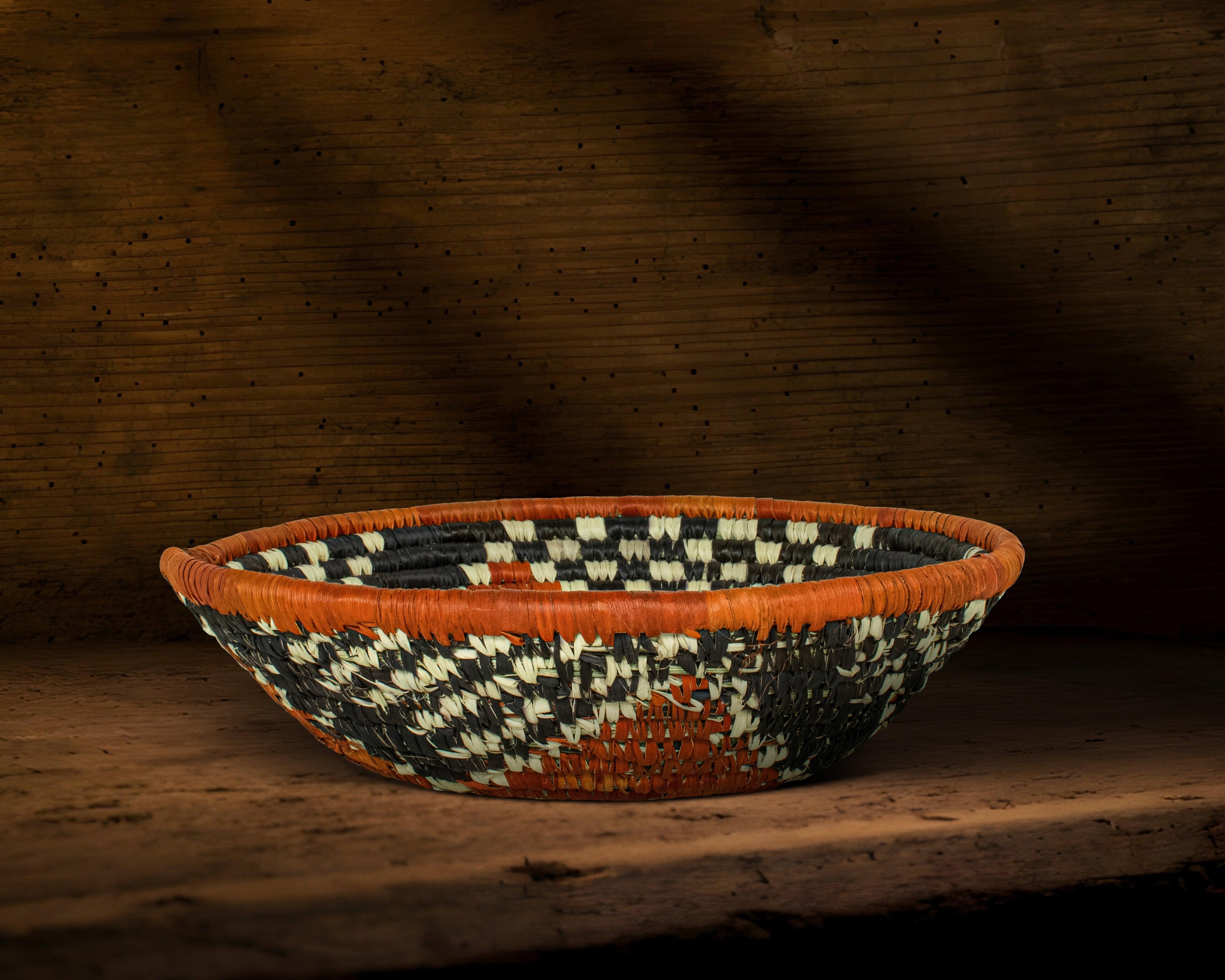 Mosaic Desert Platter Brown Bowl Basket 8-inch LBW-455-7 A