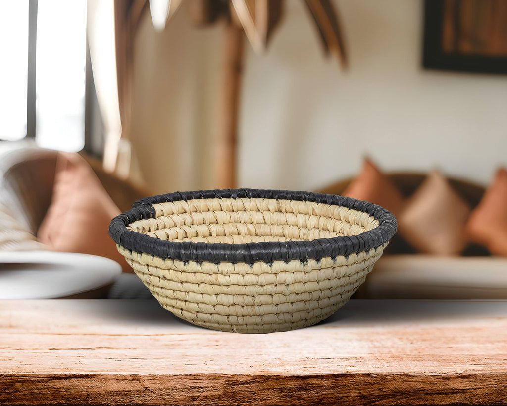 Ebony Edge Natural Bowl Basket 8-inch LBW-420-7