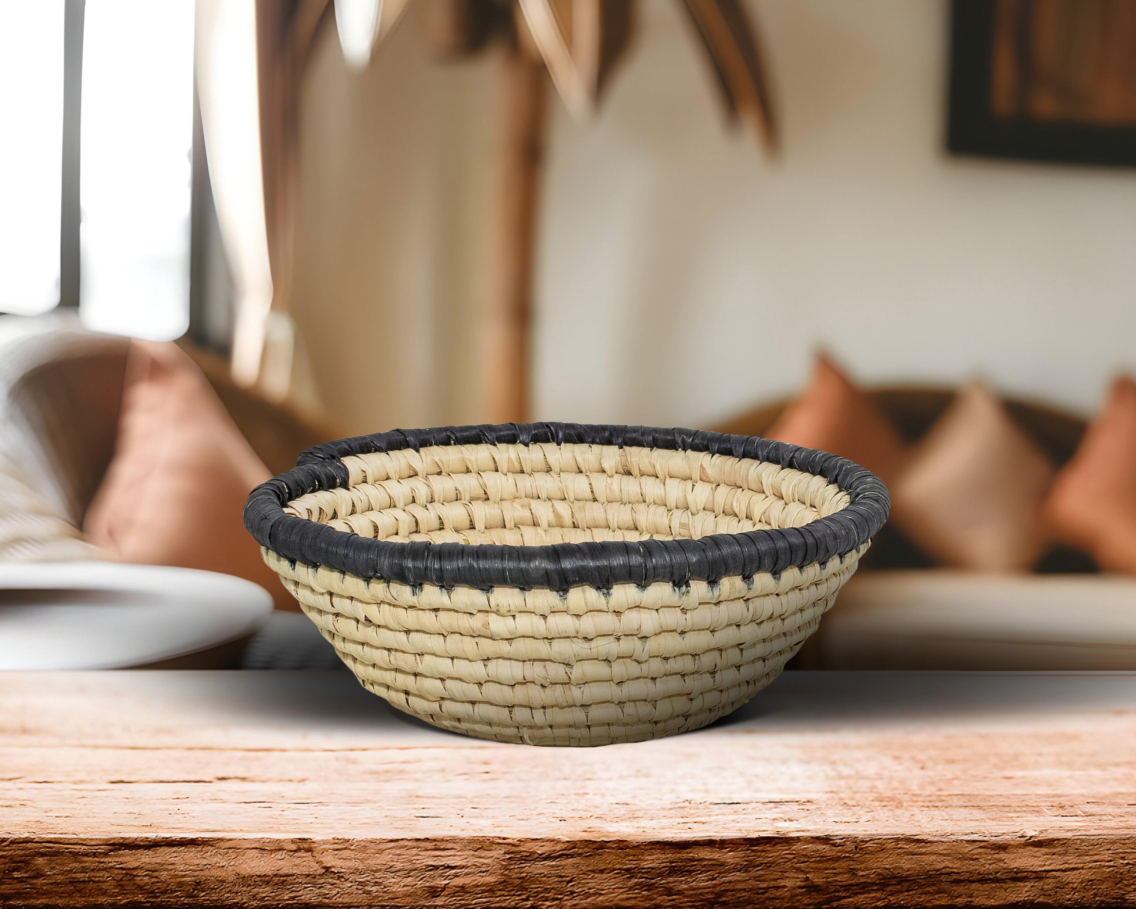Ebony Edge Natural Bowl Basket 8-inch LBW-420-7