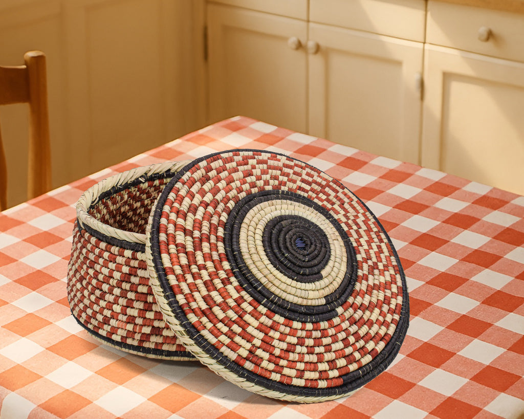 Rust Checker Lidded Basket