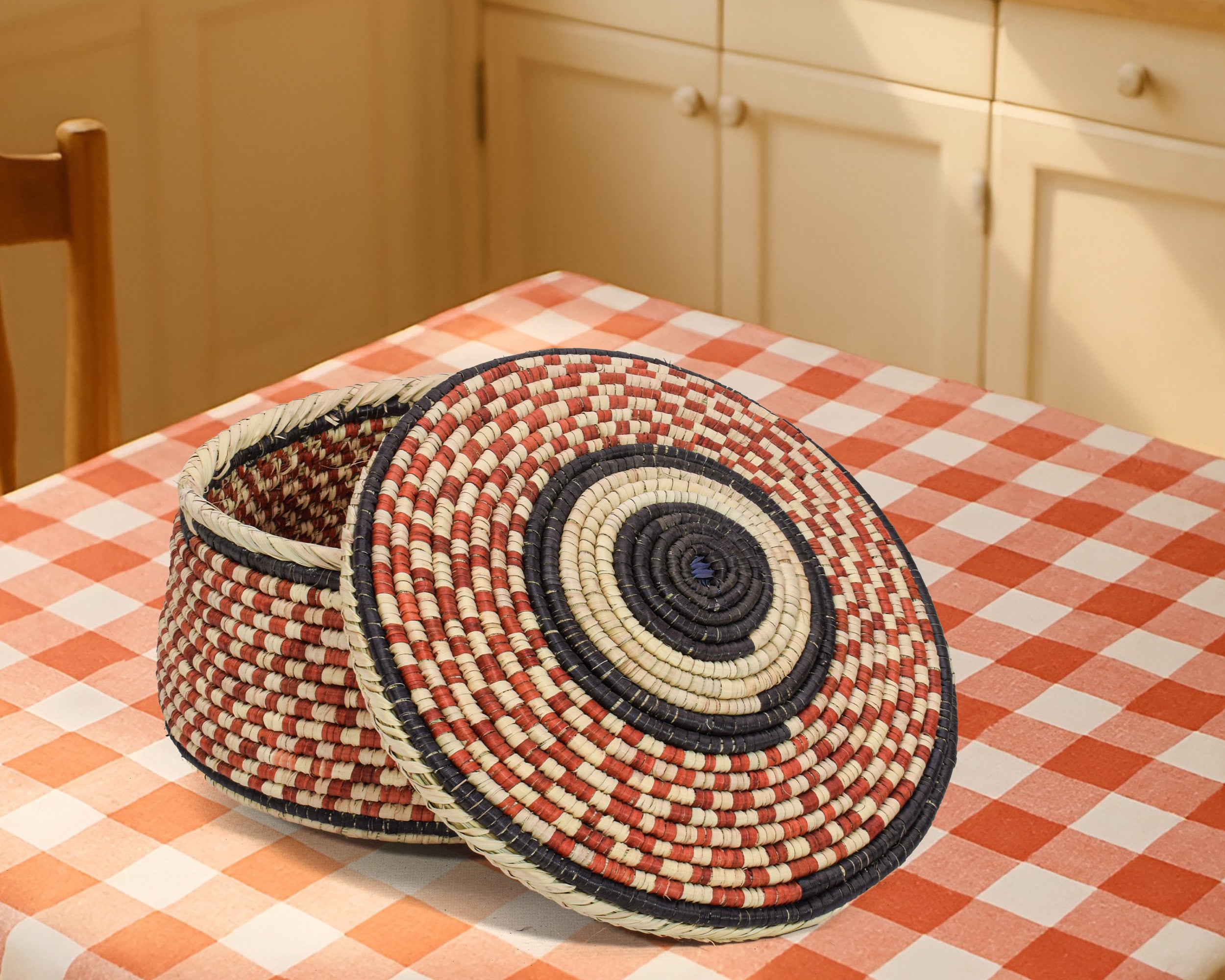 Rust Checkered Lid Basket PR-626-12