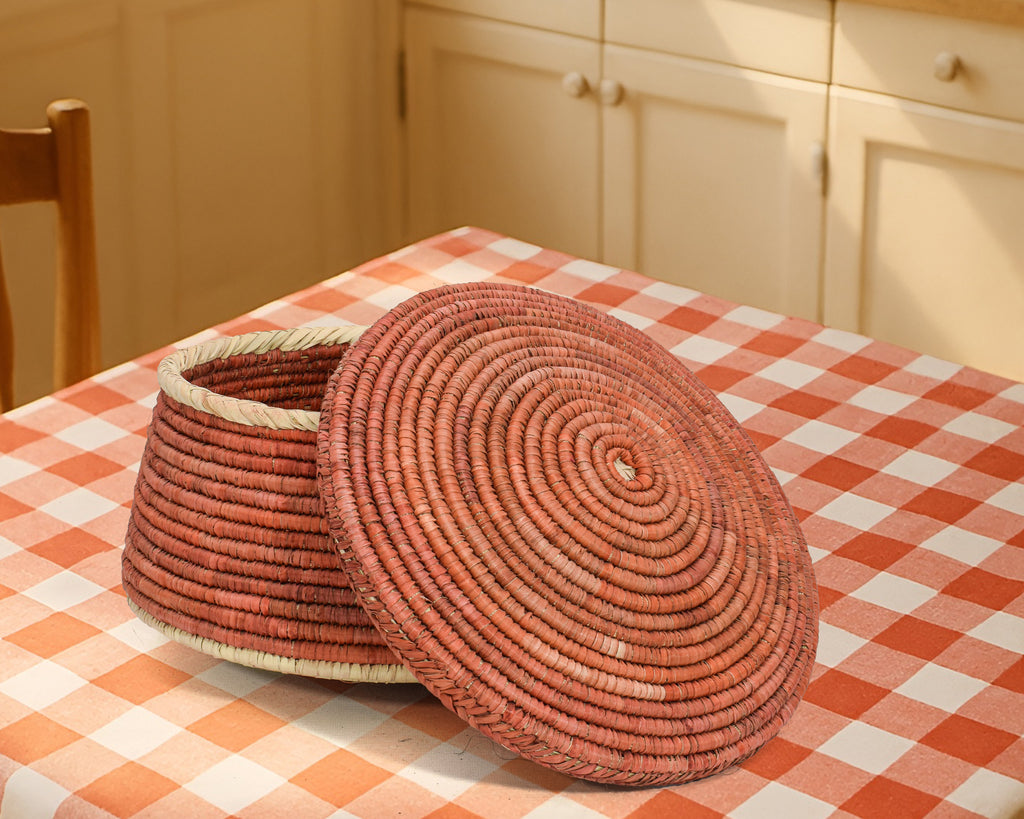 Rust Plain Lidded Basket