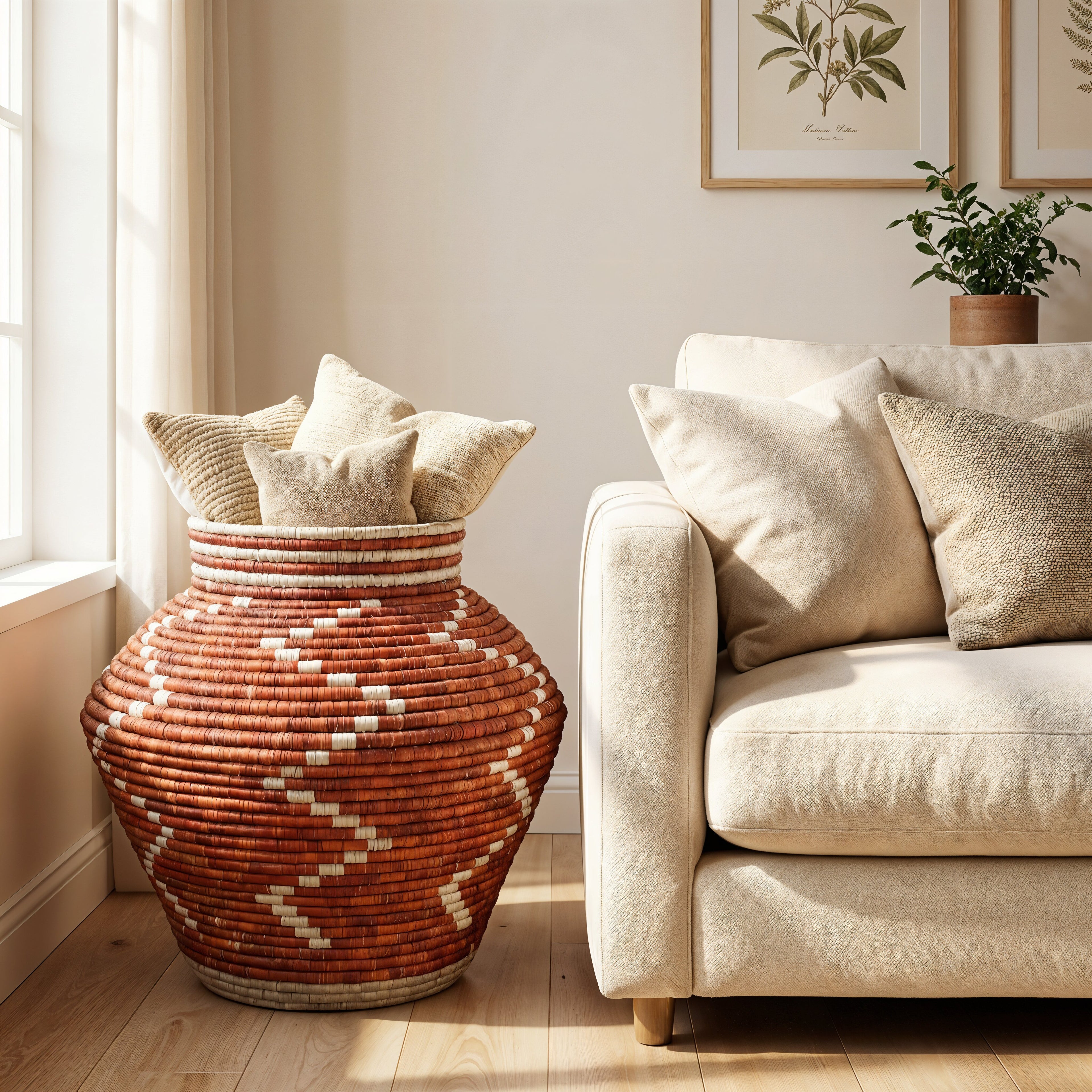Terracotta Boho Storage Potter Basket