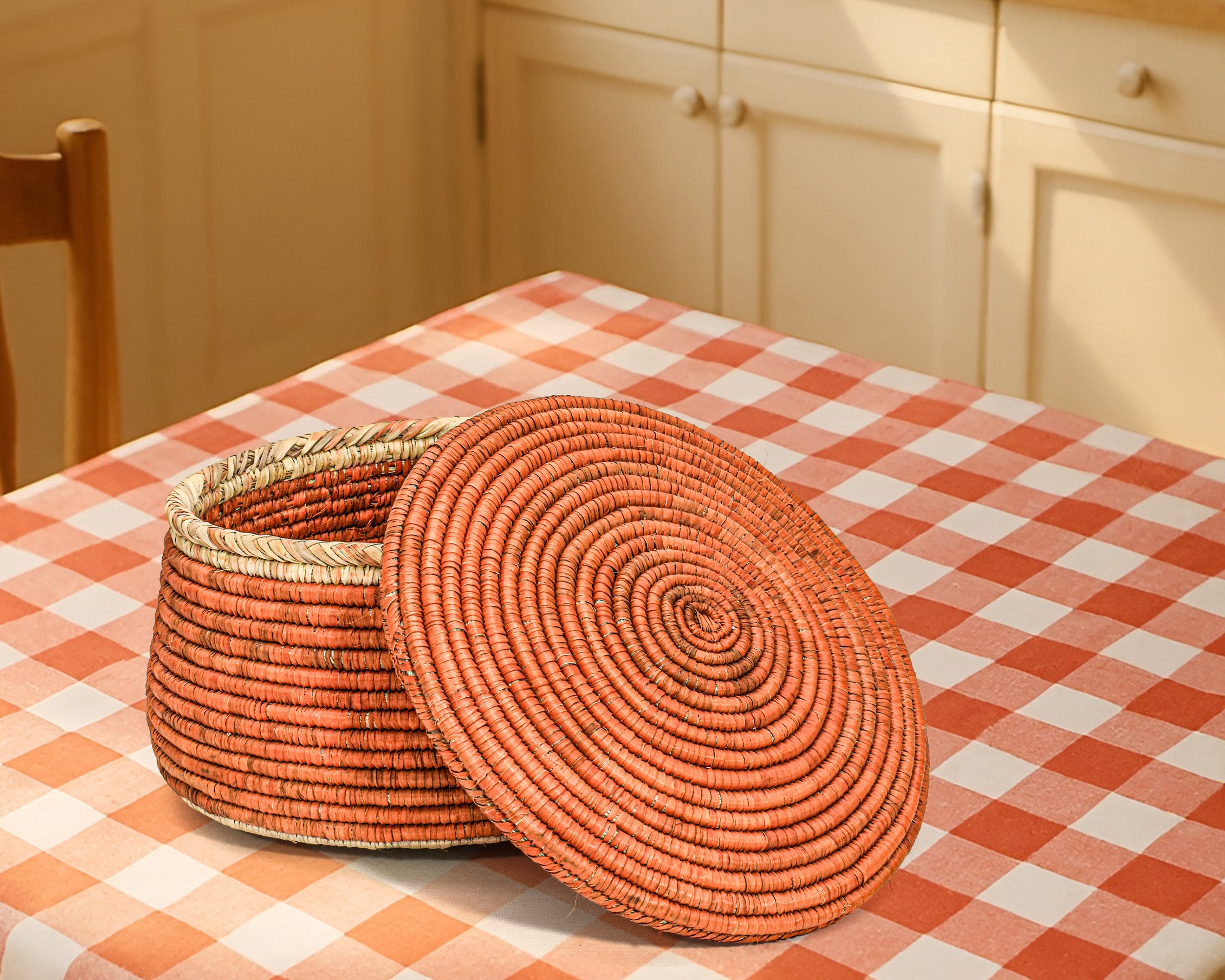 Amber Weave Lidded Basket