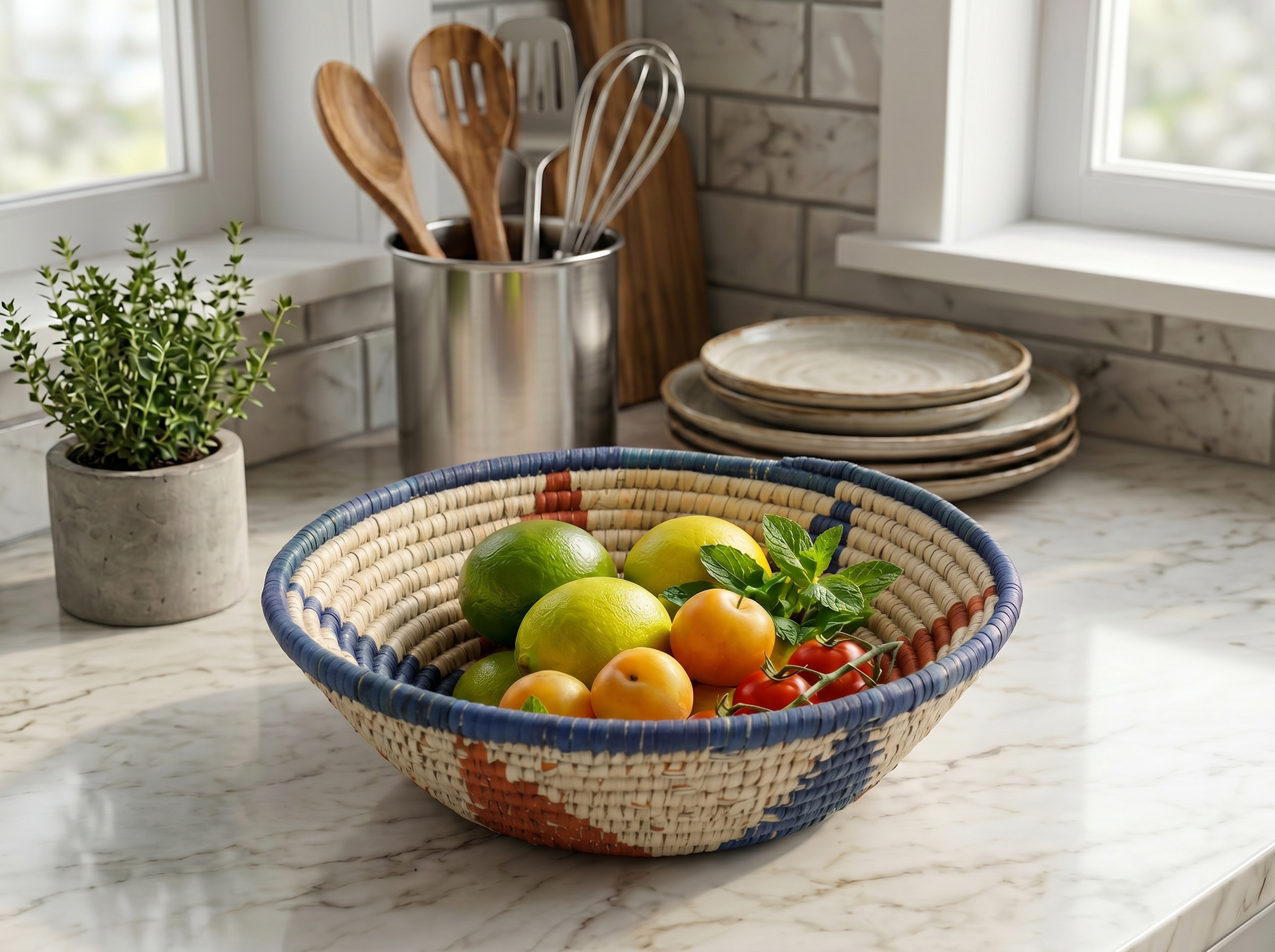 Blue & Orange Star Bowl Basket