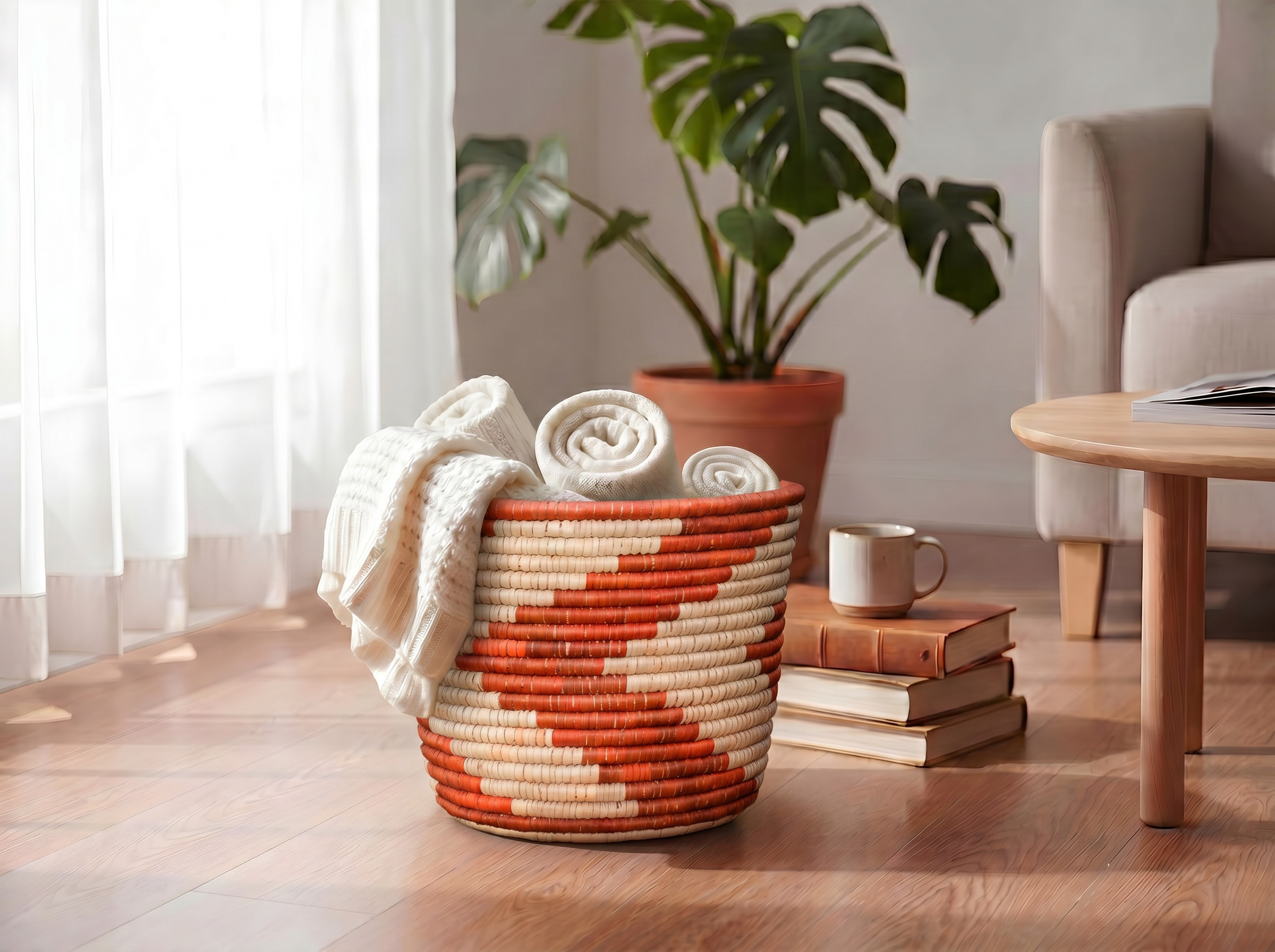 Rust Chevrons Planter Basket