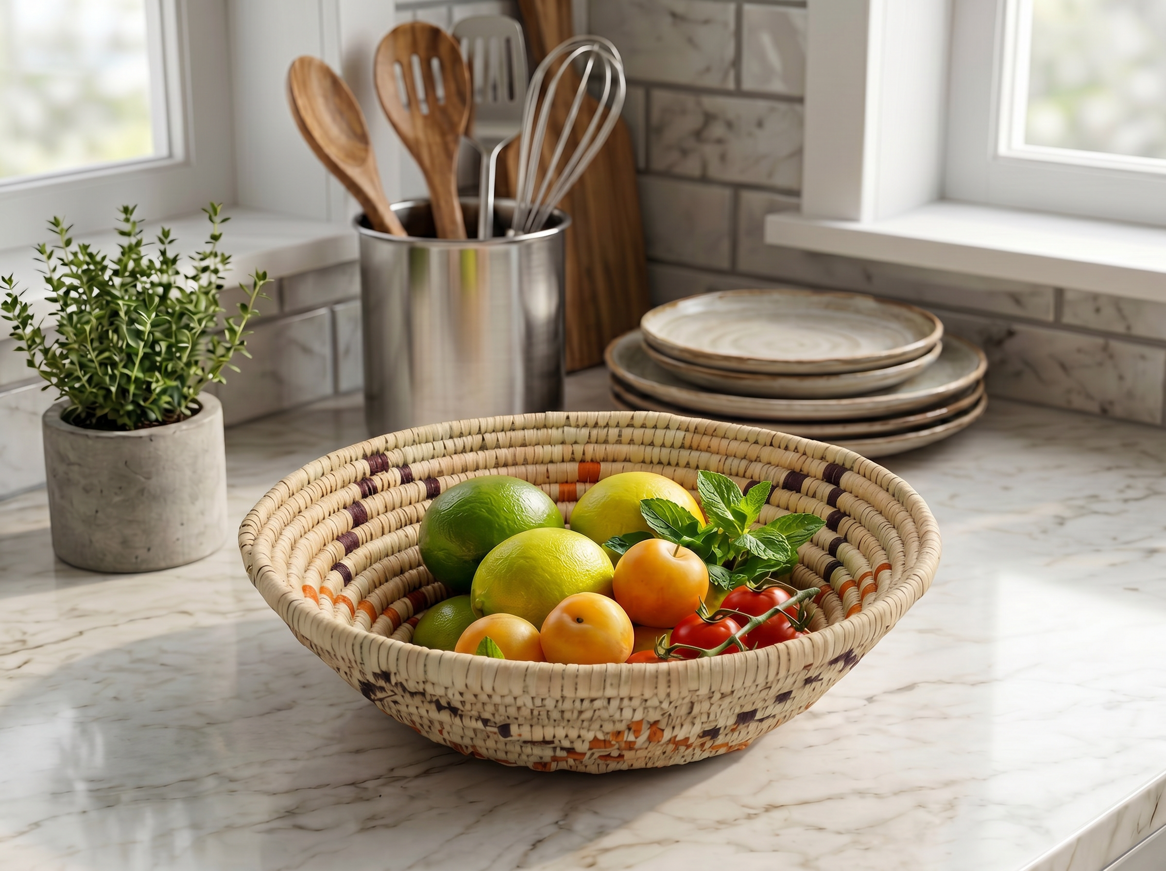 Rainbow Beige Bowl Basket