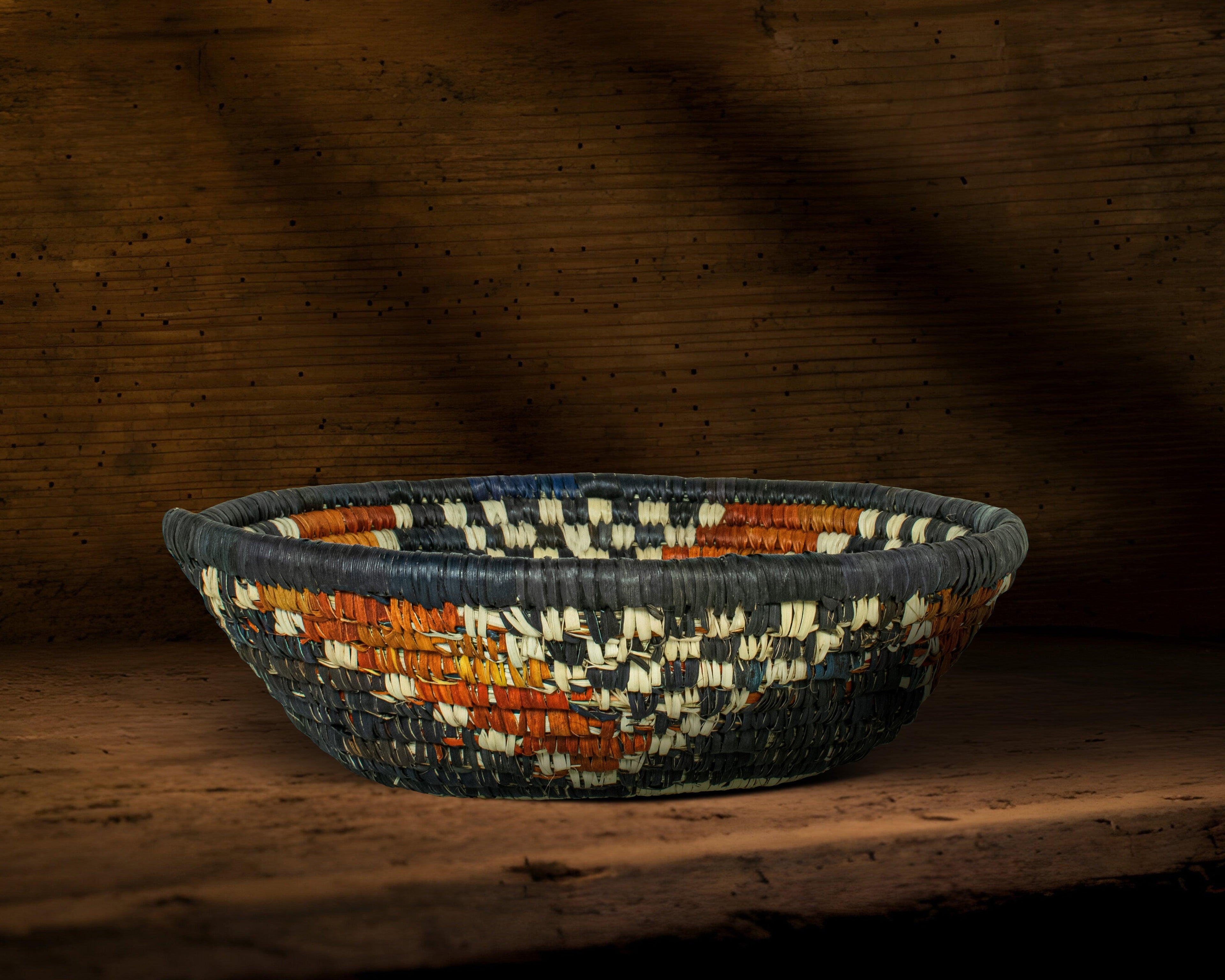 Intricate Desert Black Bowl Basket 8-inch LBW-455-7 B