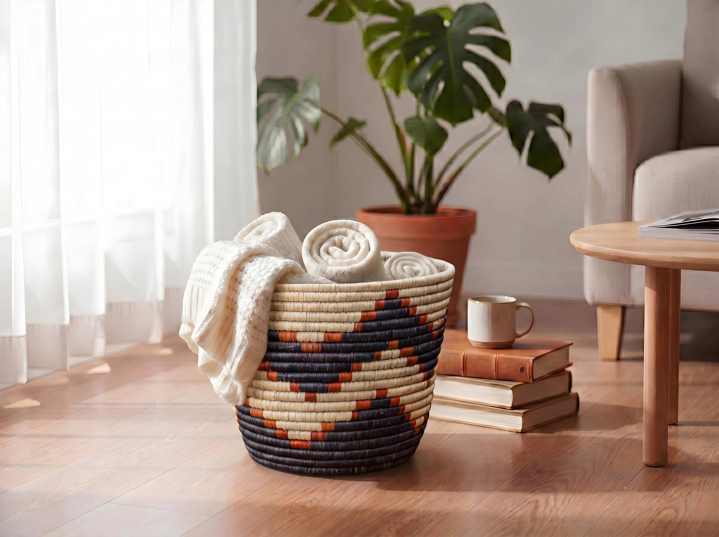 Diagonal Zigzag Planter Basket