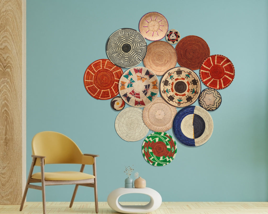 Set of 15 Handwoven wall baskets SET-126-15 N