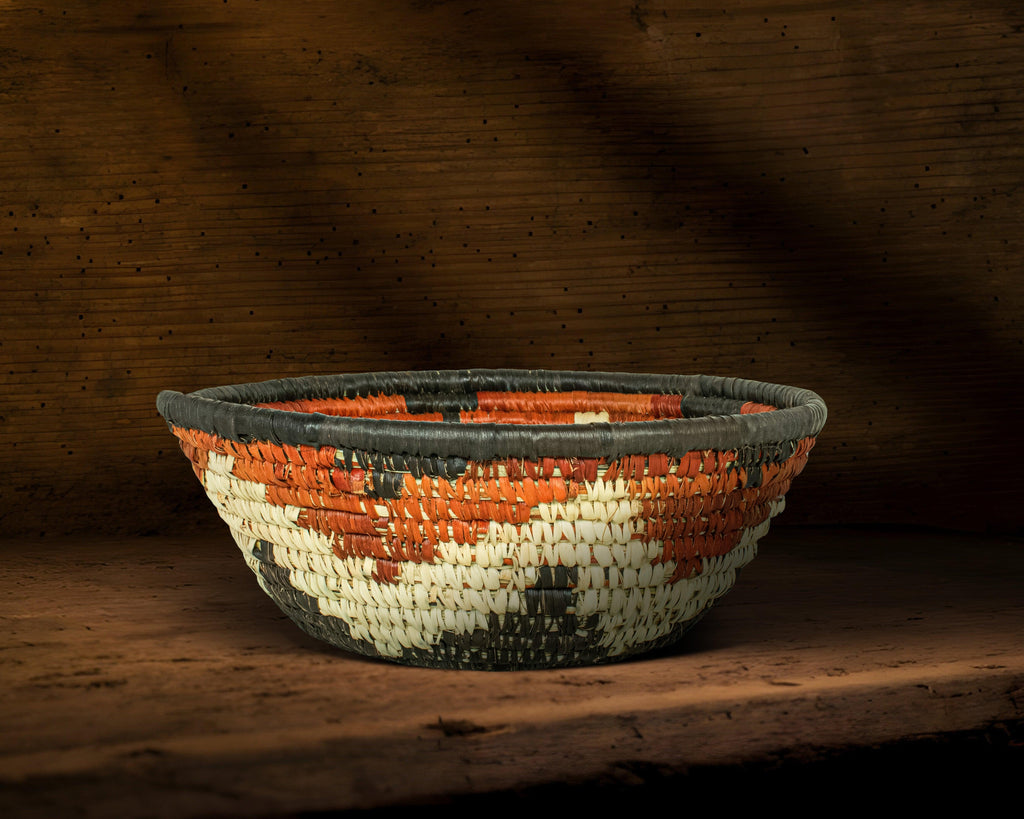 Asterisk Coiled Black Bowl Basket 8-inch LBW-437-7 B