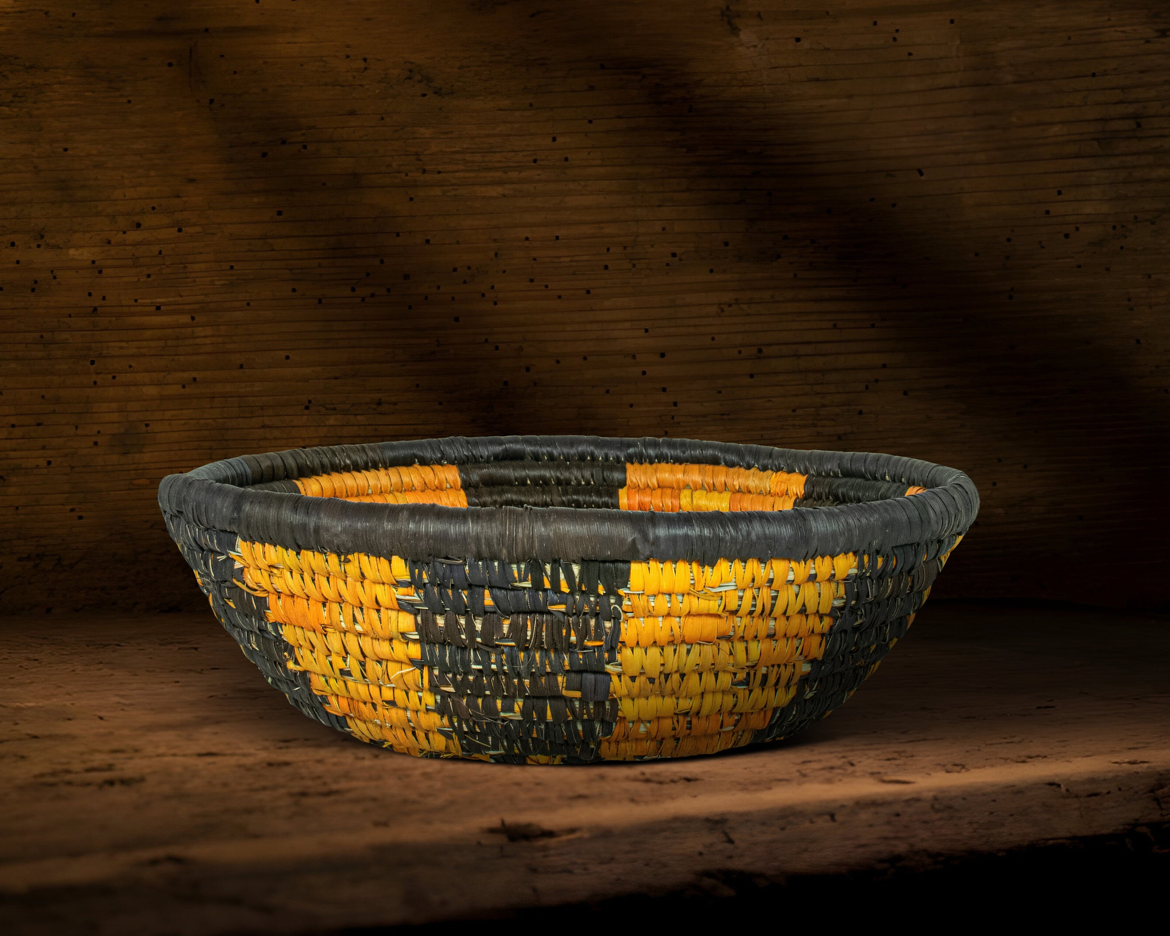 Alternating Tide Brown Bowl Basket 8-inch LBW-459-7