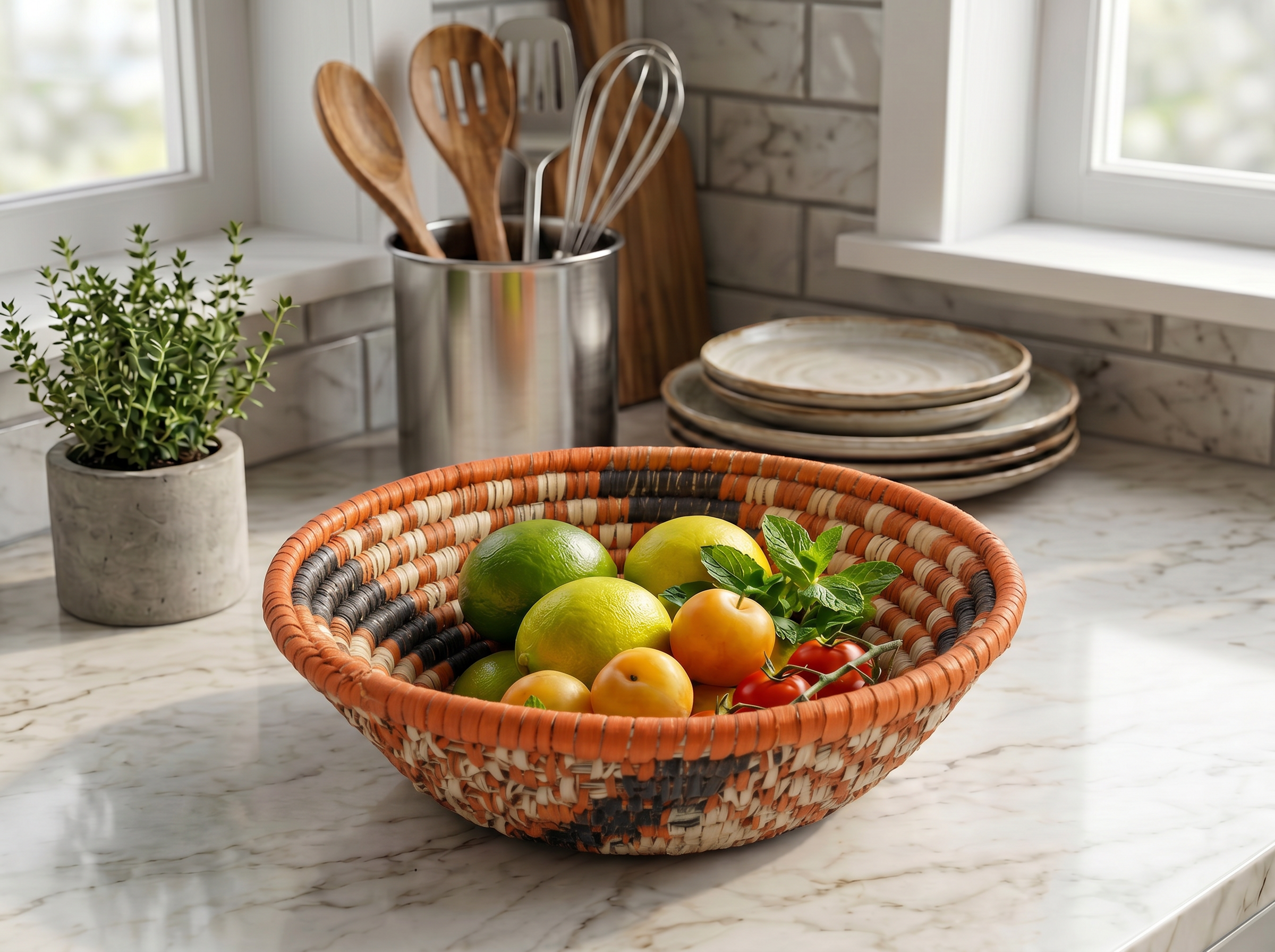 Rustic Mist Bowl Basket