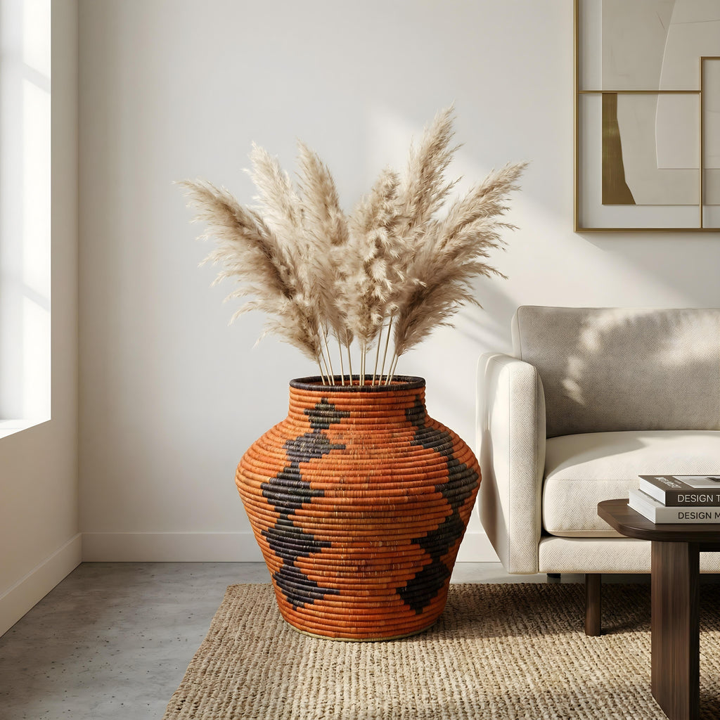 Charcoal Diamonds Potter Vase