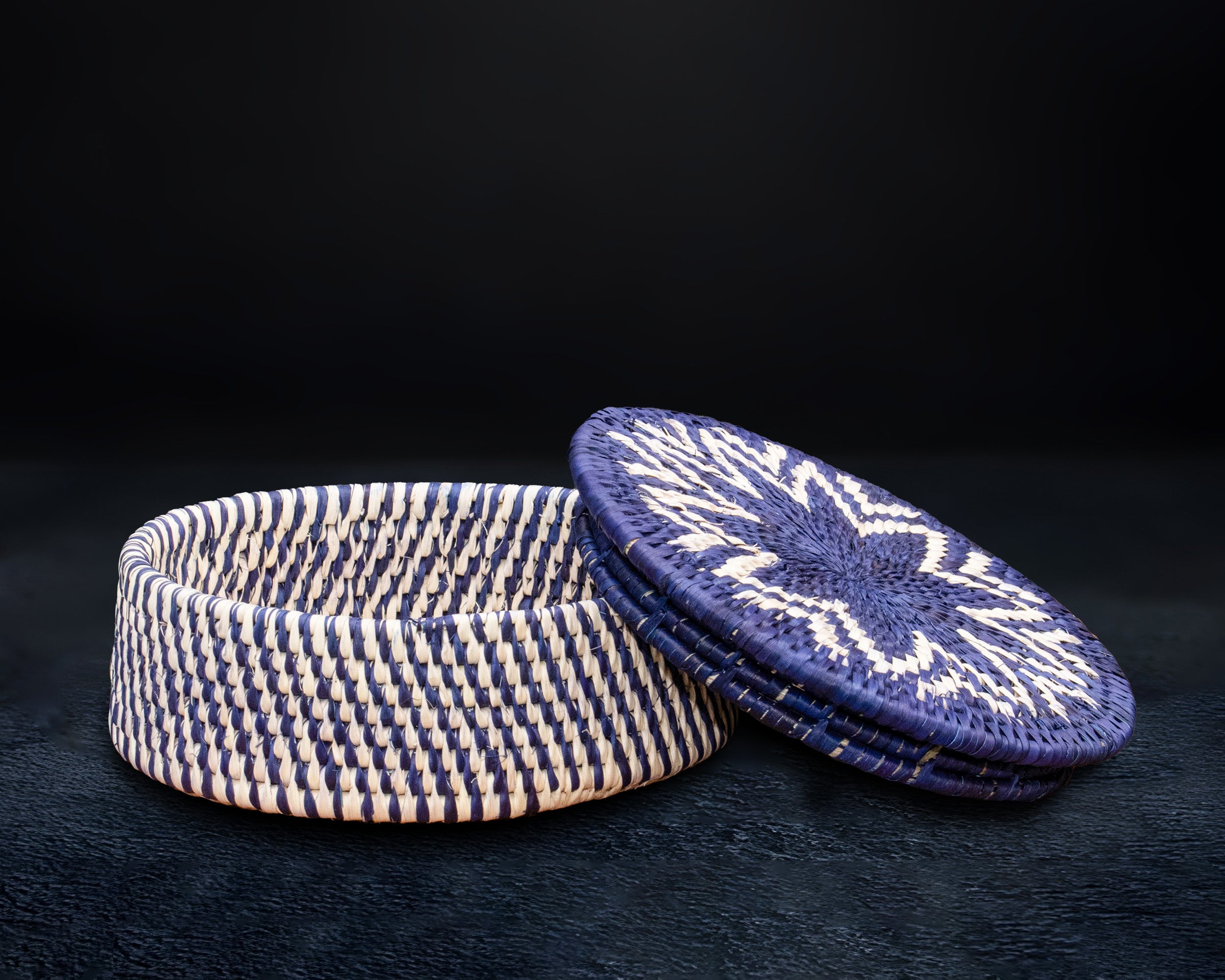 Abstract Feather Burst Basket with Lid