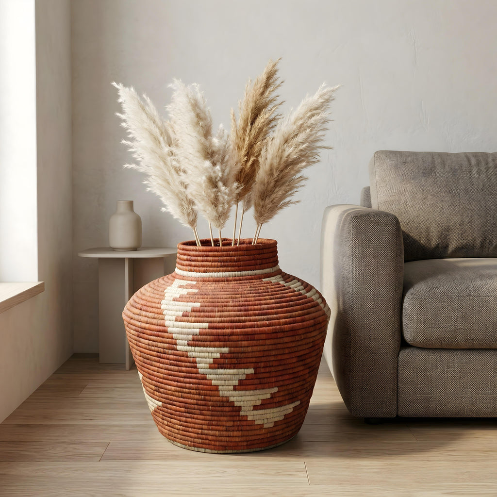 Feather Pattern Potter Vase
