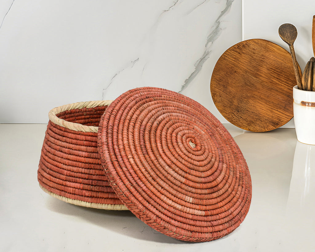 Rust Plain Lidded Basket