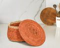 Amber Weave Lidded Basket