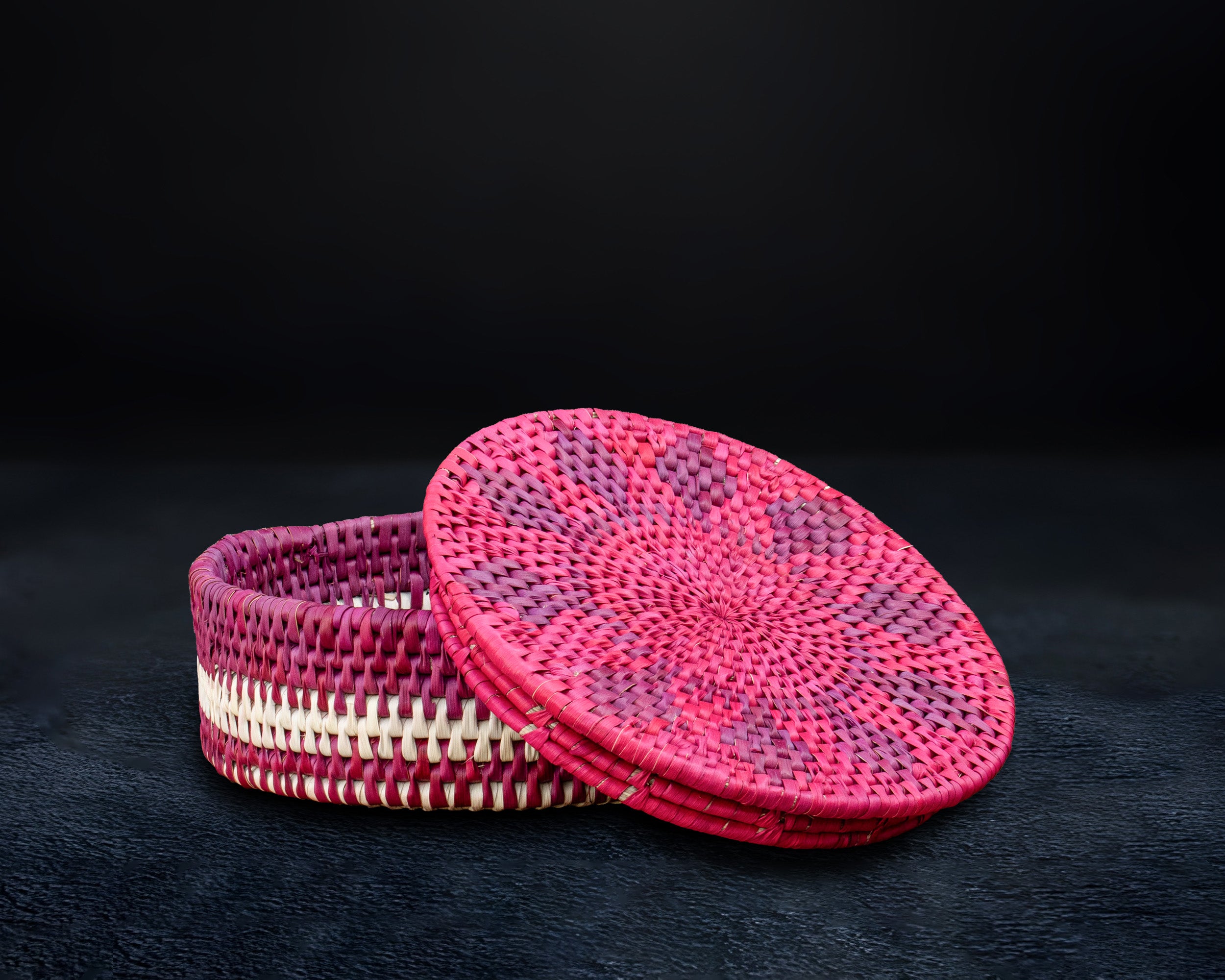 Fuchsia Bloom Lidded Basket