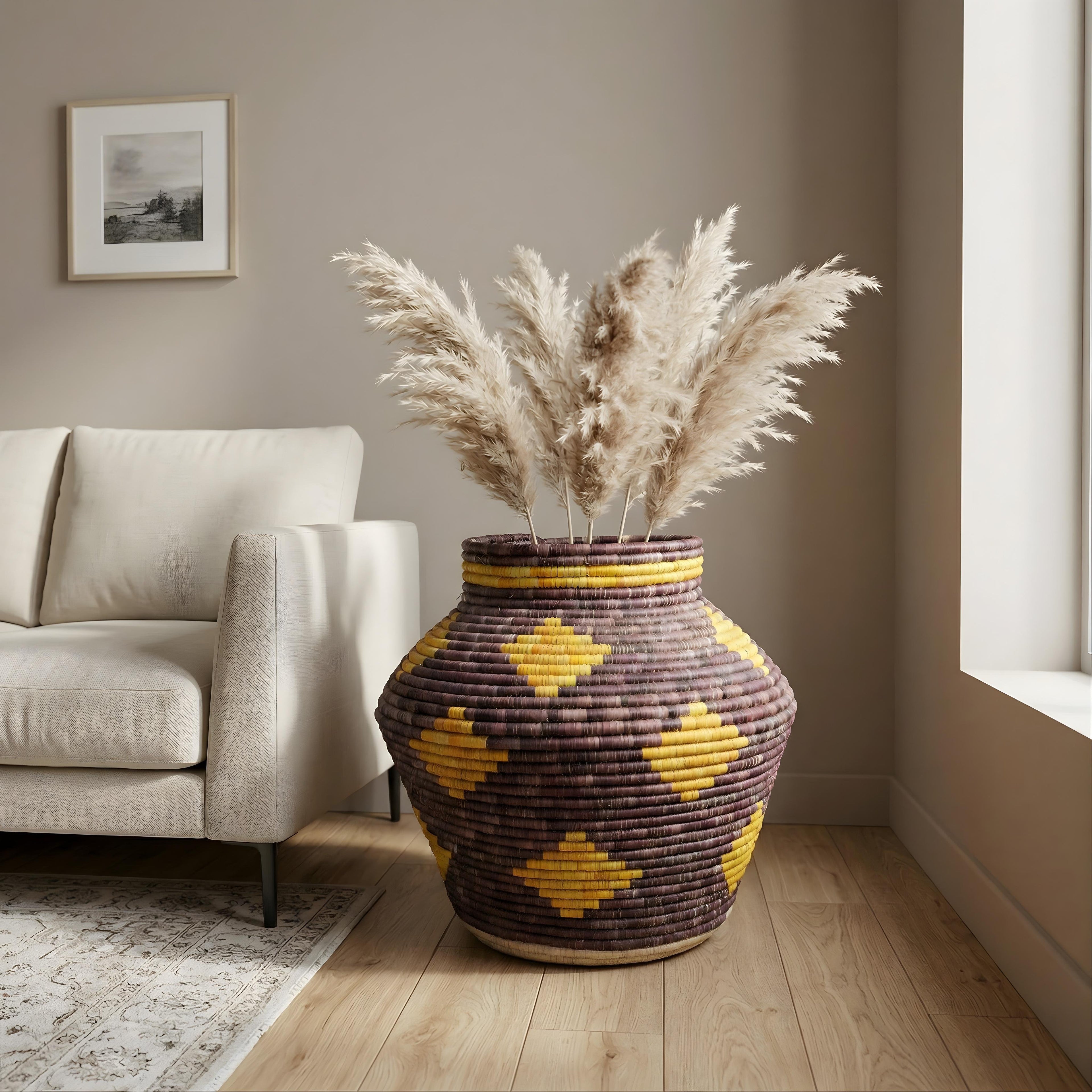 Golden Plum Diamond Potter Vase