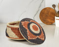 Rust Lotus Lidded Basket